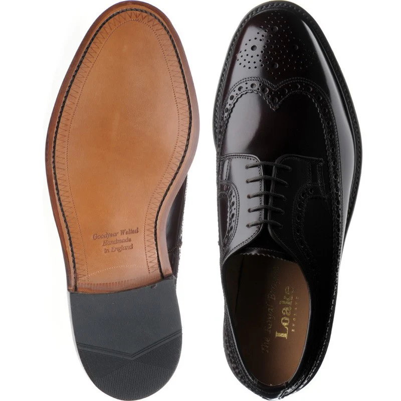 Loake Royal mens brogues in burgundy polished (second) - Image 3