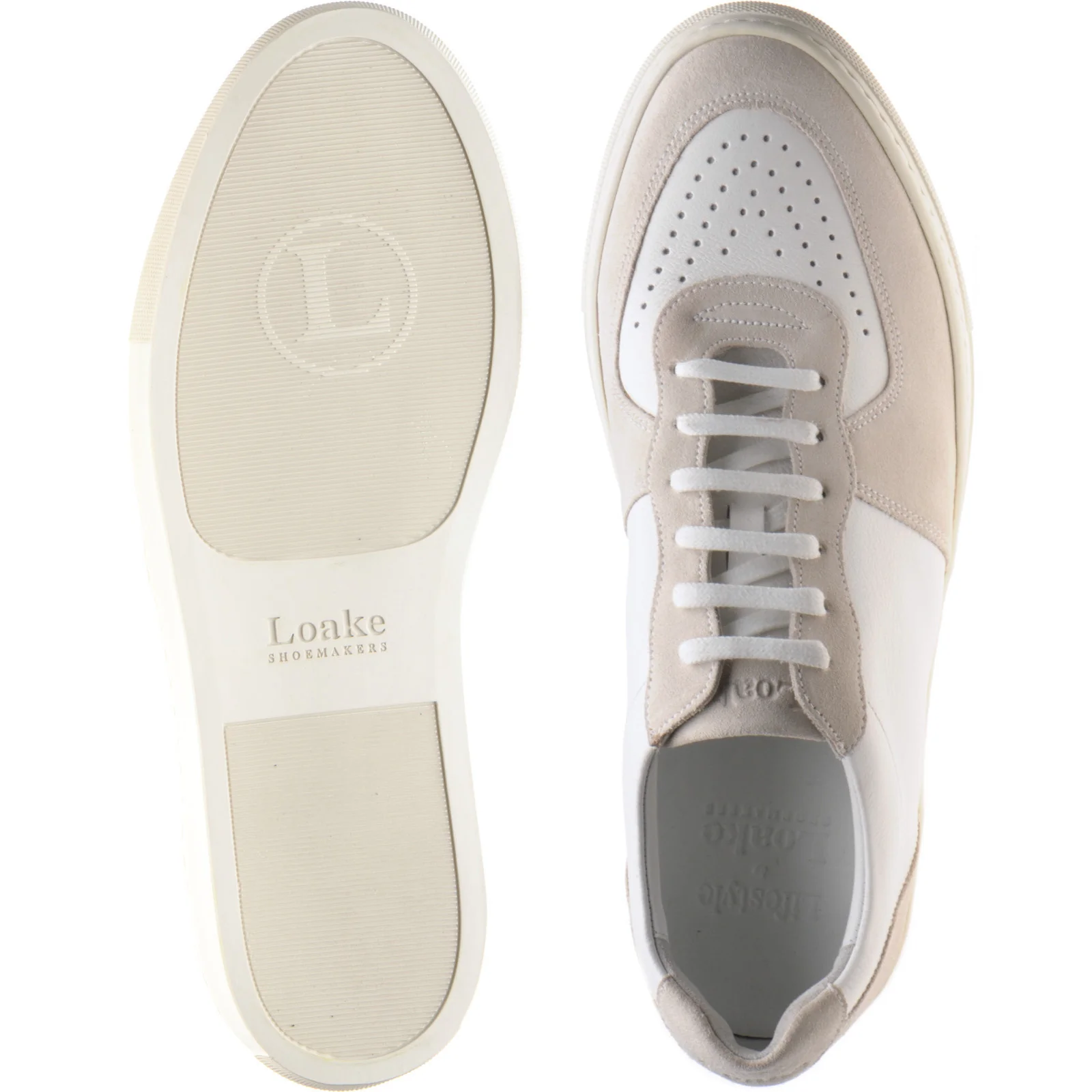 Loake Rush mens rubber-soled in white calf and sand suede (second) - Image 3