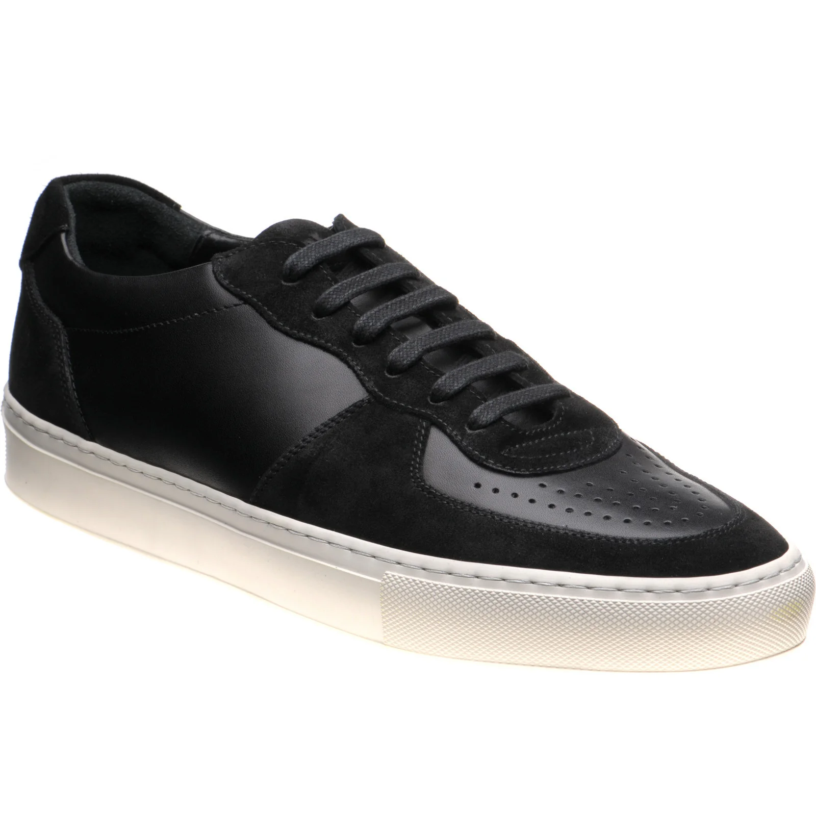 Loake Rush mens rubber-soled trainers in black calf and black suede (second)