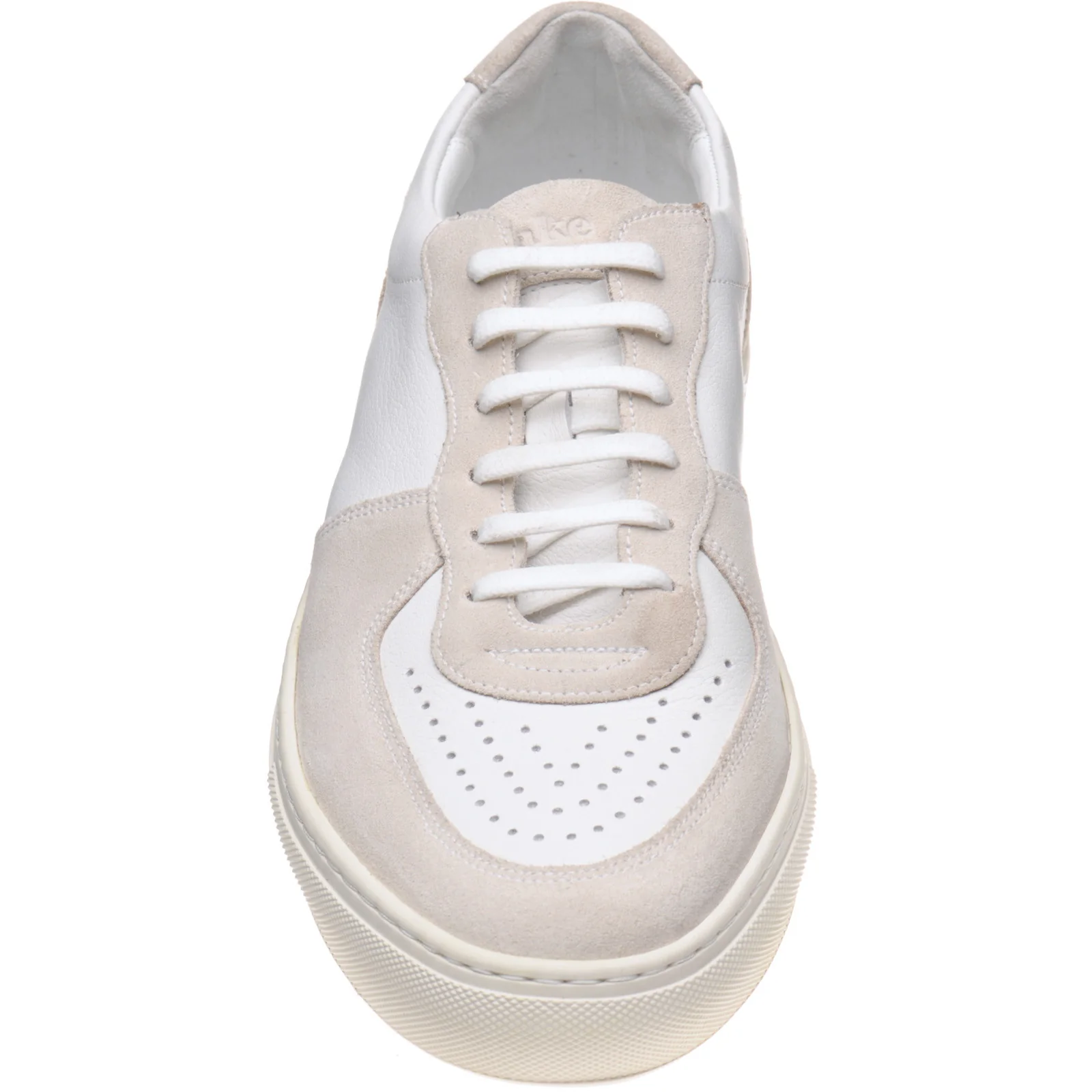 Loake Rush mens rubber-soled trainers in white calf and sand suede - Image 2