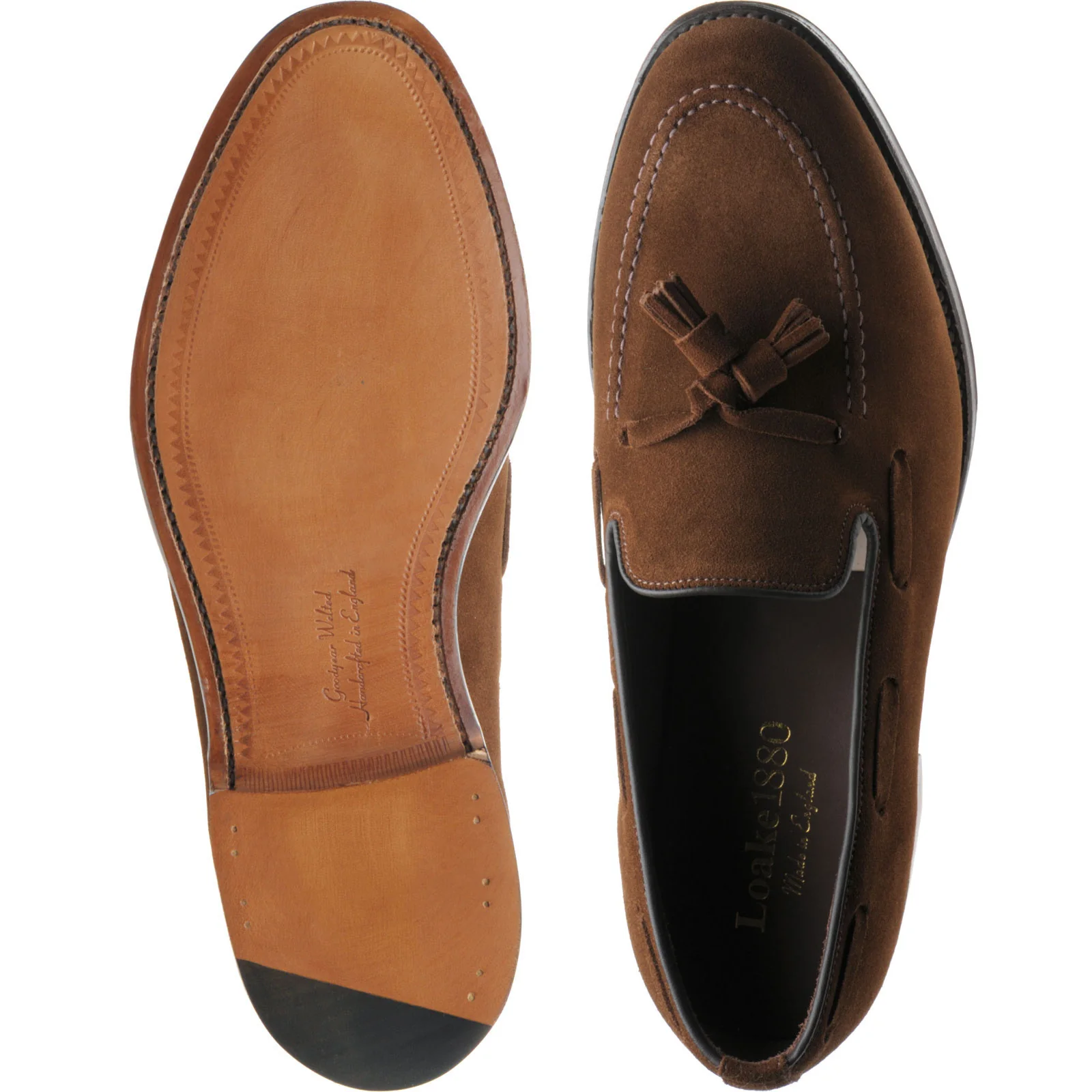 Loake Russell mens tasselled loafers in polo suede (second) - Image 3