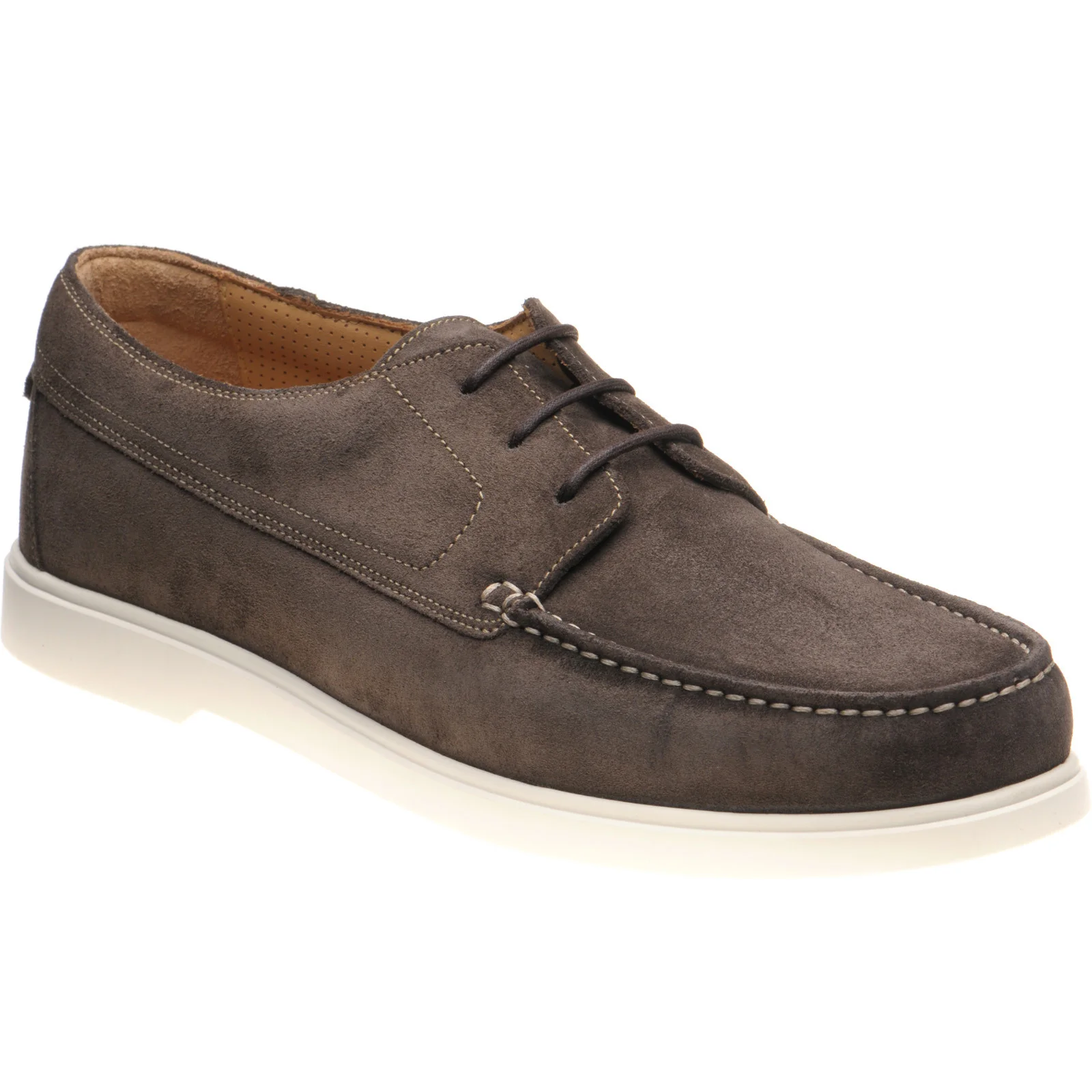 Loake Sardinia mens rubber-soled deck shoes in anthracite grey suede