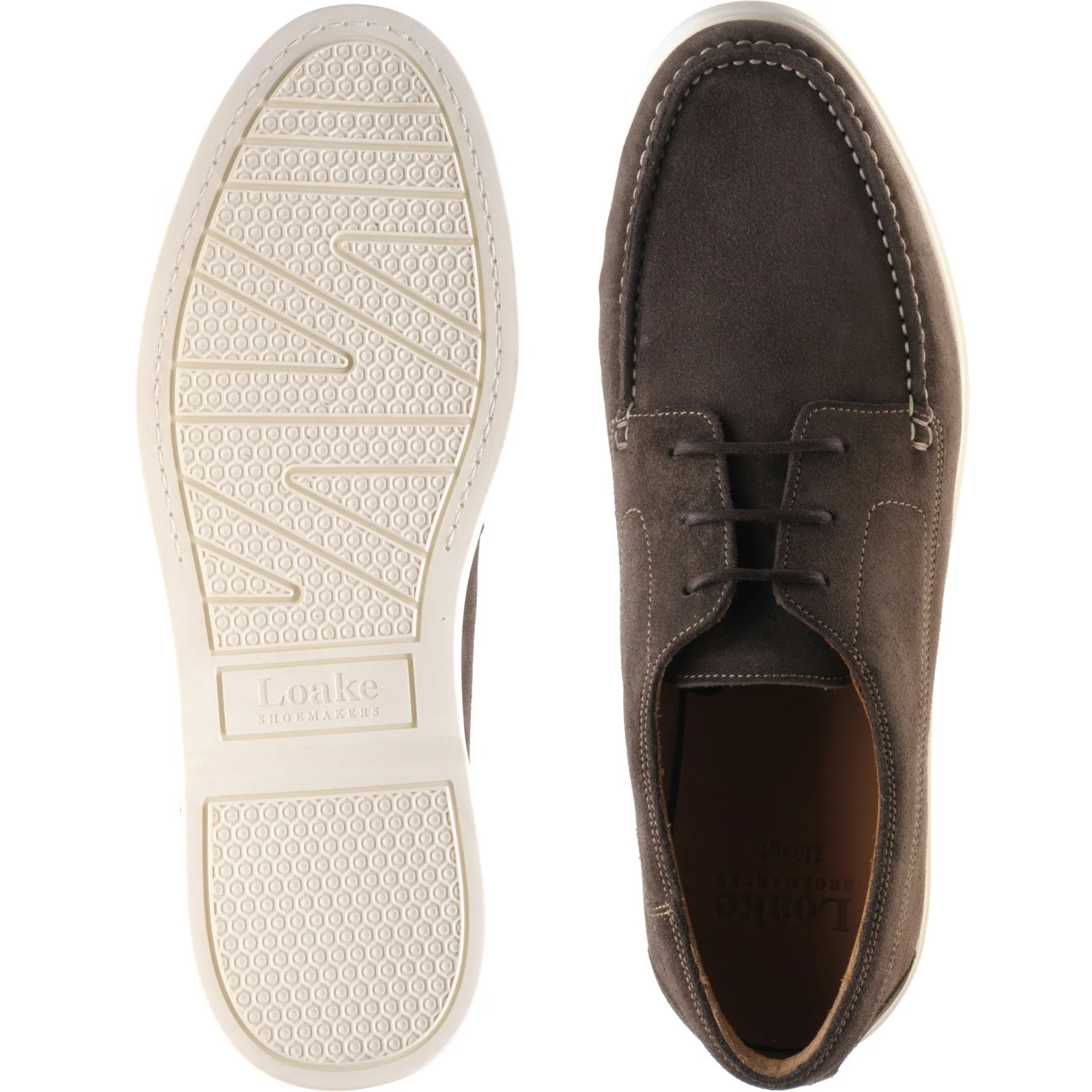 Loake Sardinia mens rubber-soled deck shoes in anthracite grey suede - Image 3