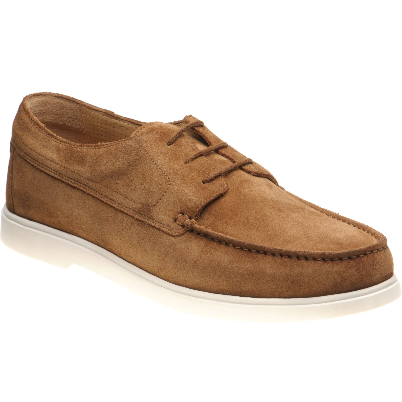 Loake Sardinia mens rubber-soled deck shoes in chestnut suede