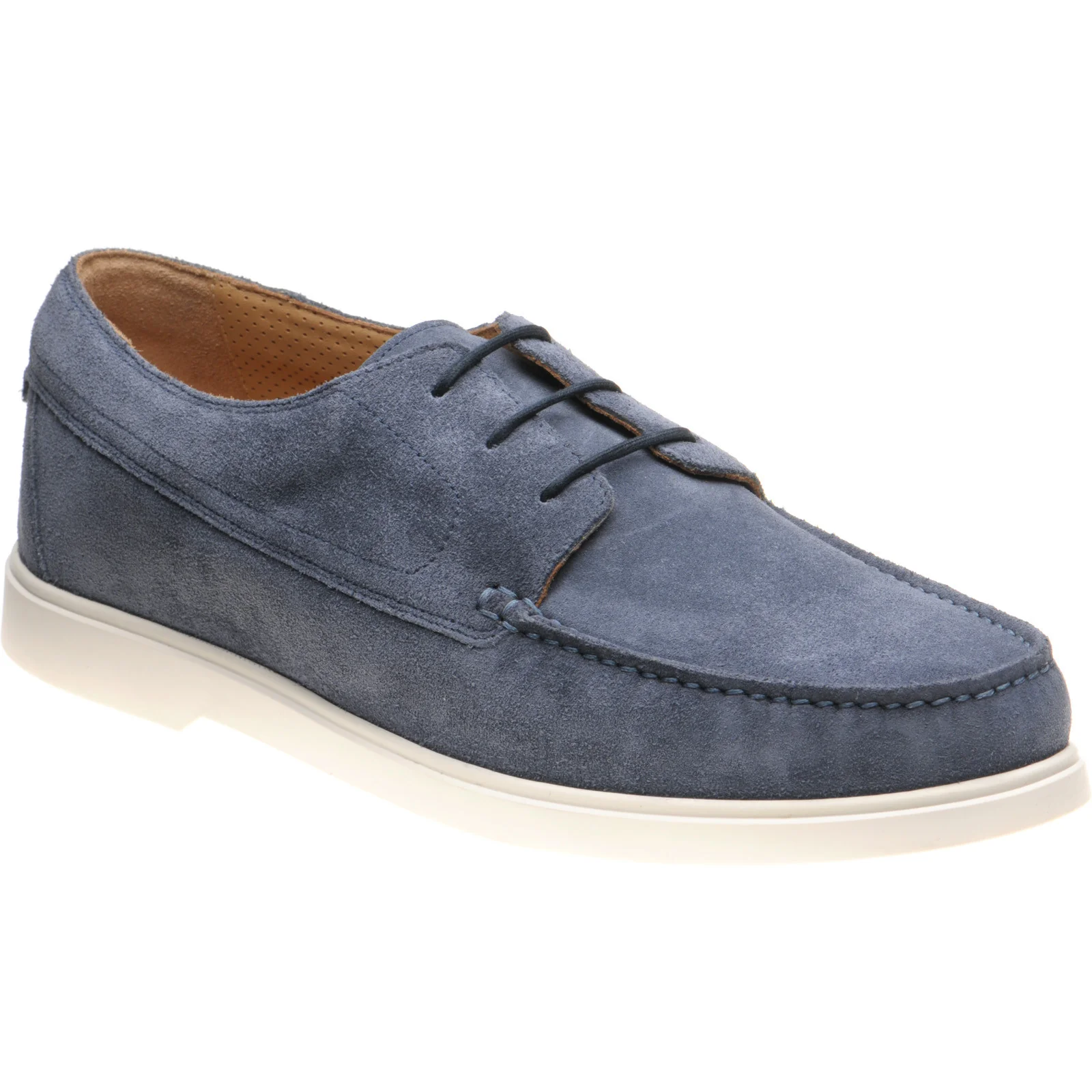 Loake Sardinia mens rubber-soled deck shoes in gulf light blue suede