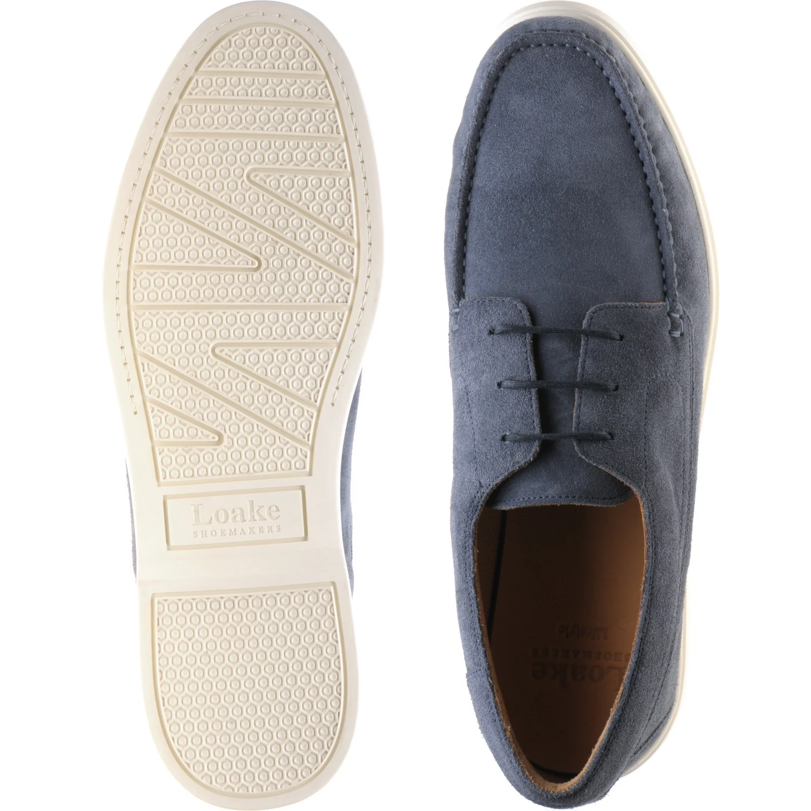 Loake Sardinia mens rubber-soled deck shoes in gulf light blue suede - Image 3