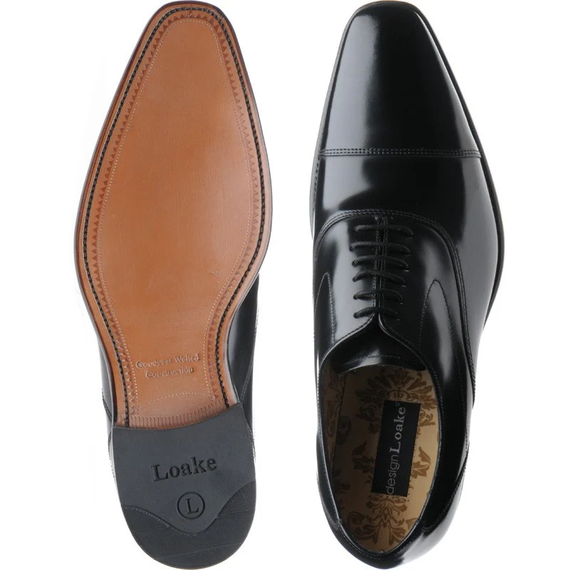 Loake Sharp mens Oxfords in black polished (second) - Image 3
