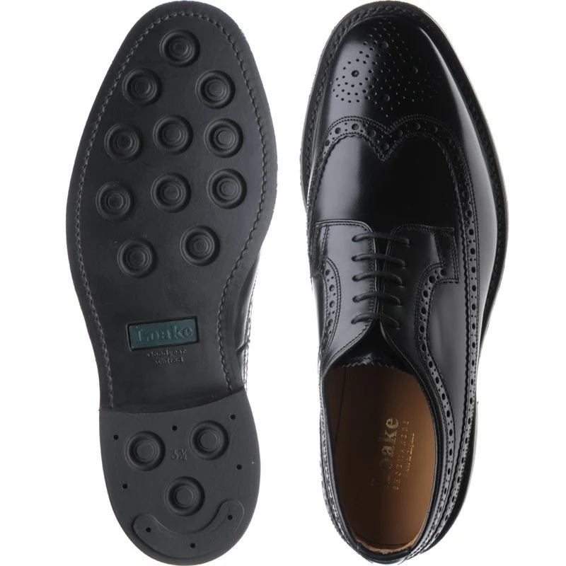 Loake Sovereign mens rubber-soled brogues in black polished - Image 3