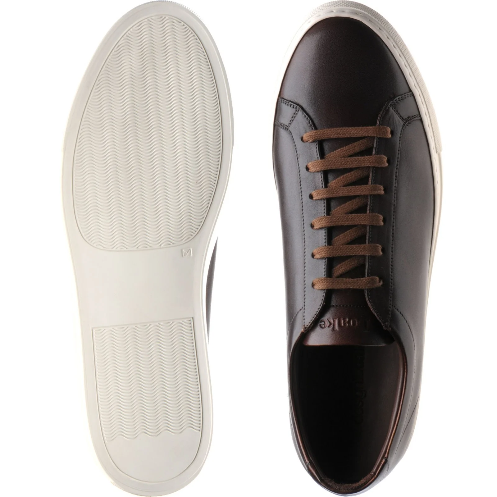 Loake Sprint mens rubber-soled trainers in dark brown calf - Image 3