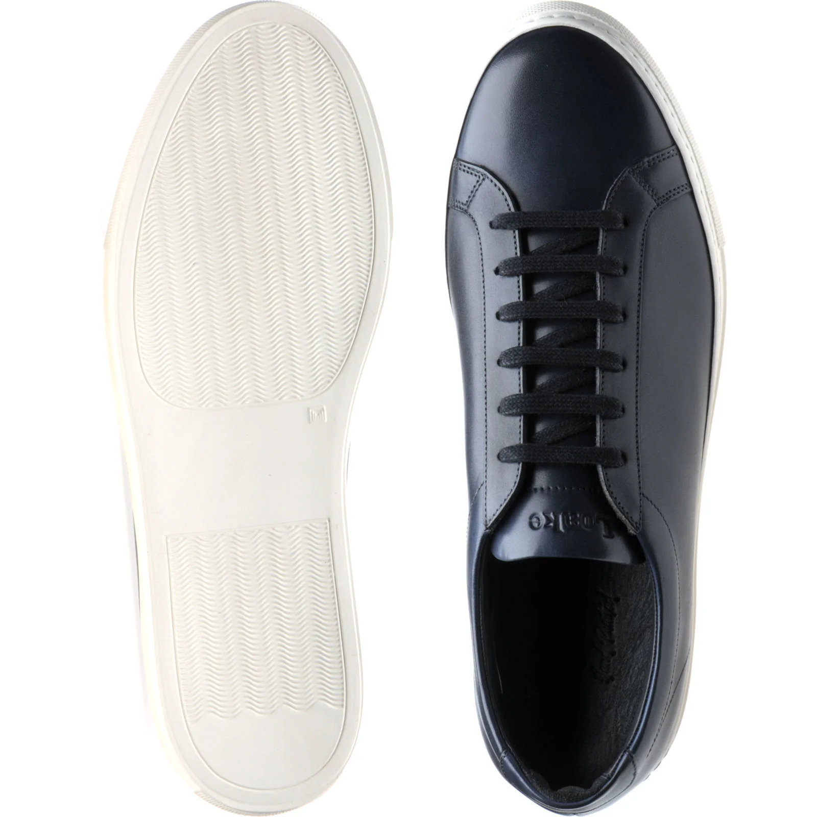 Loake Sprint mens rubber-soled trainers in navy calf - Image 3