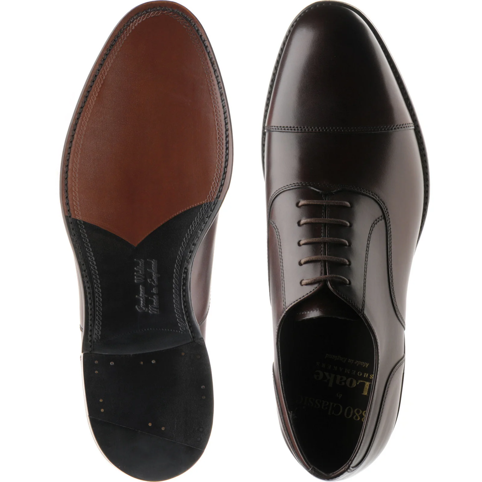 Loake Stonegate mens Oxfords in scorched walnut burnished calf - Image 3