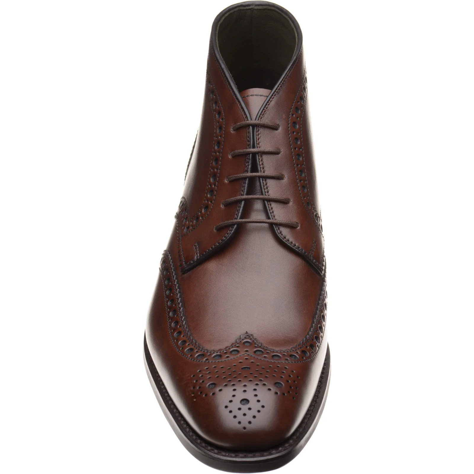 Loake Sywell mens rubber-soled brogue boots in dark brown (second) - Image 2