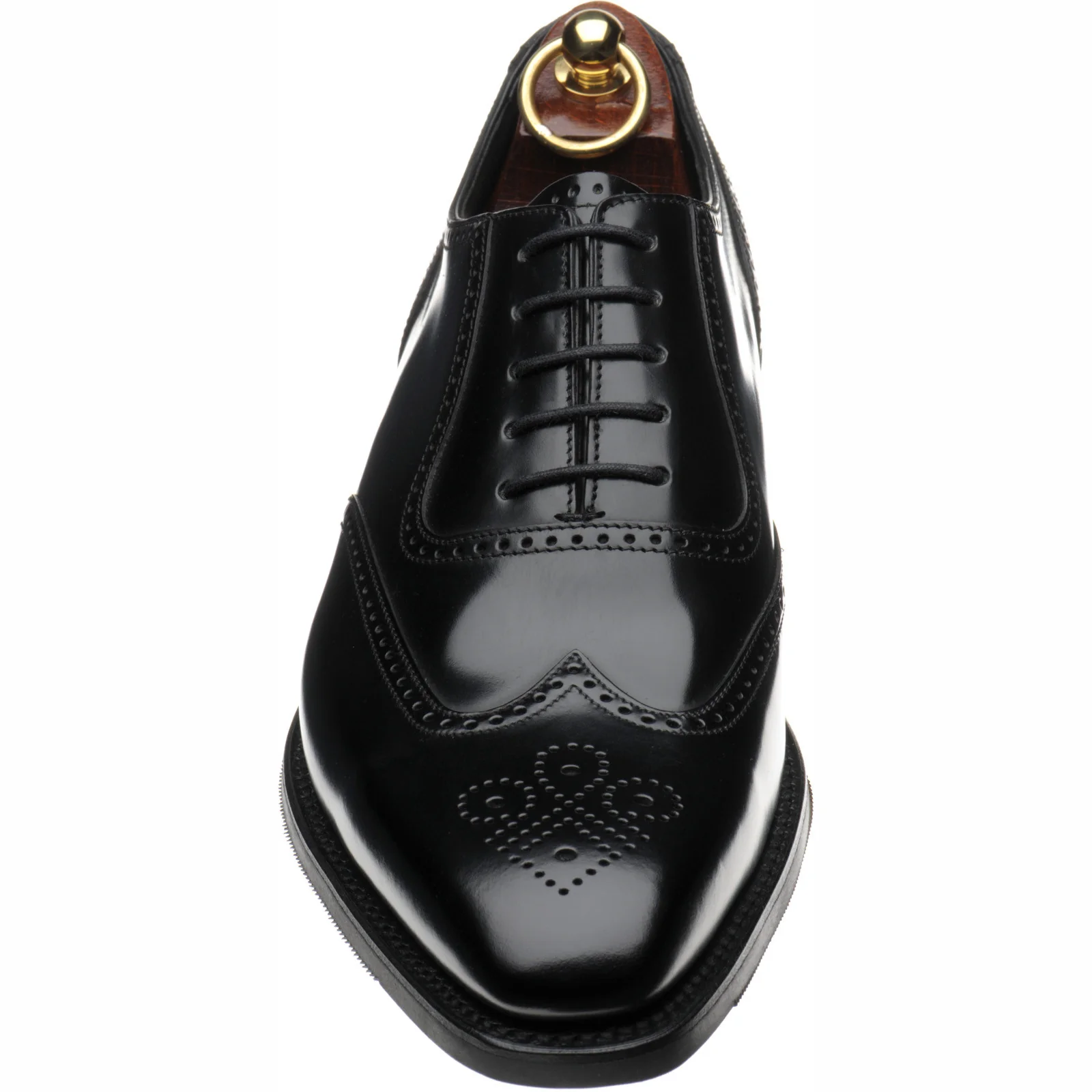 Loake Tay mens rubber-soled brogues in black polished - Image 2