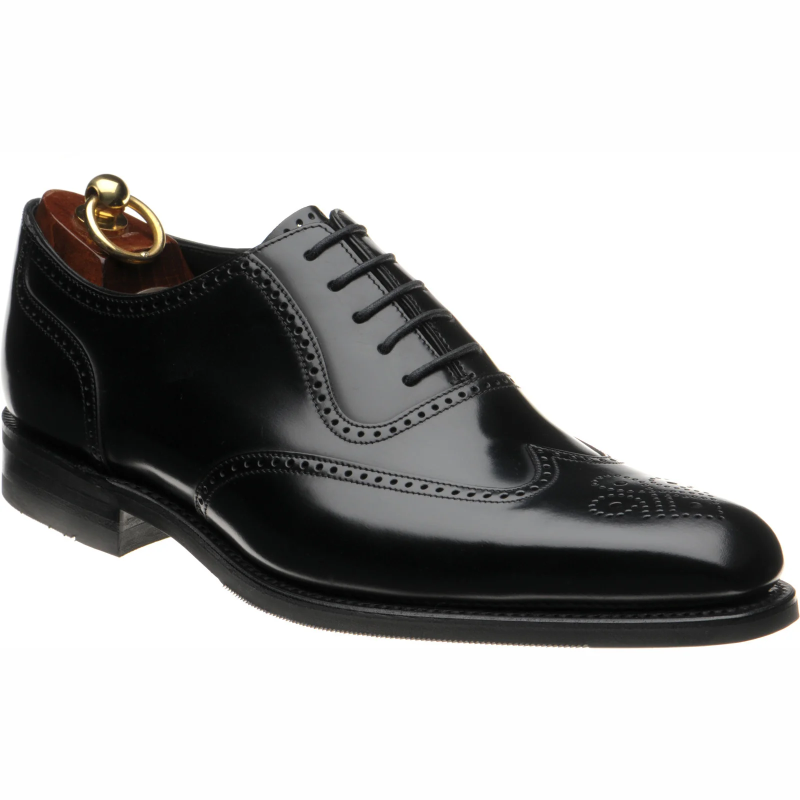 Loake Tay mens rubber-soled brogues in black polished (second)