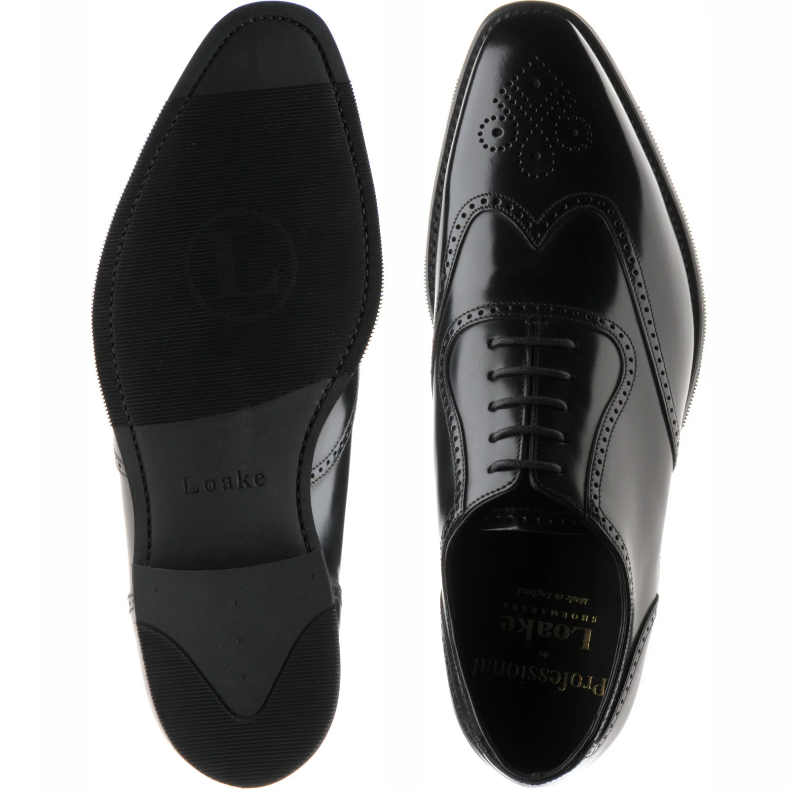 Loake Tay mens rubber-soled brogues in black polished (second) - Image 3