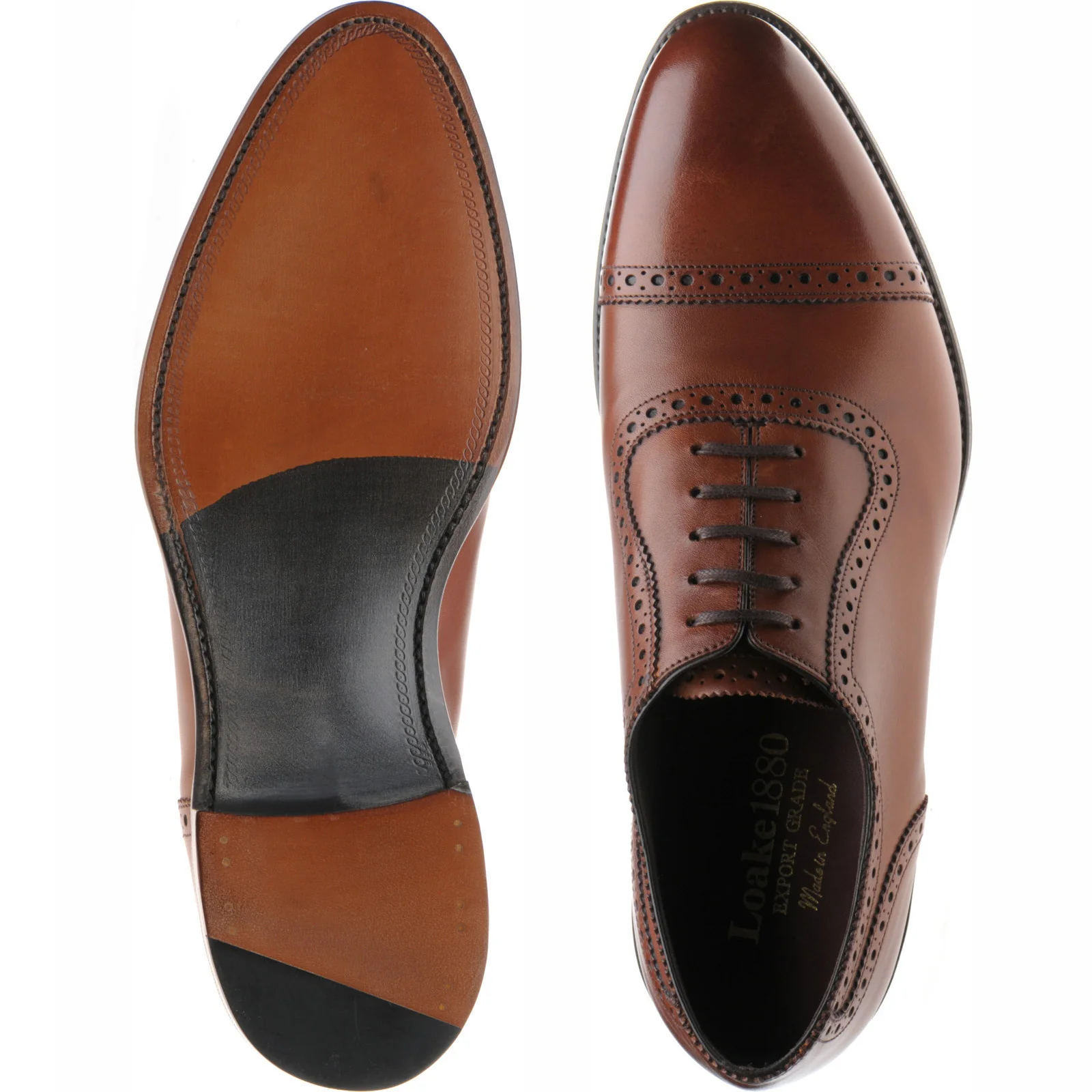 Loake Trinity mens semi-brogues in mahogany calf (second) - Image 3