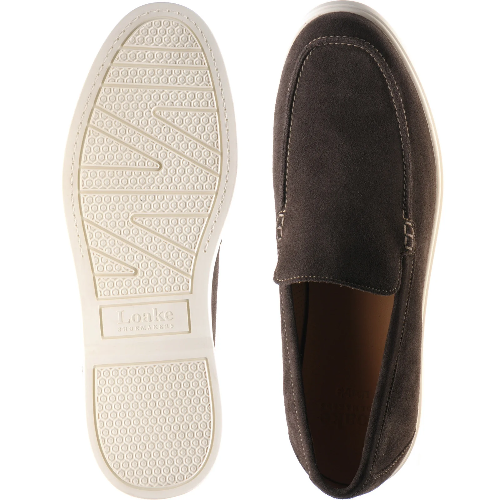 Loake Tuscany mens rubber-soled loafers in anthracite grey suede - Image 3