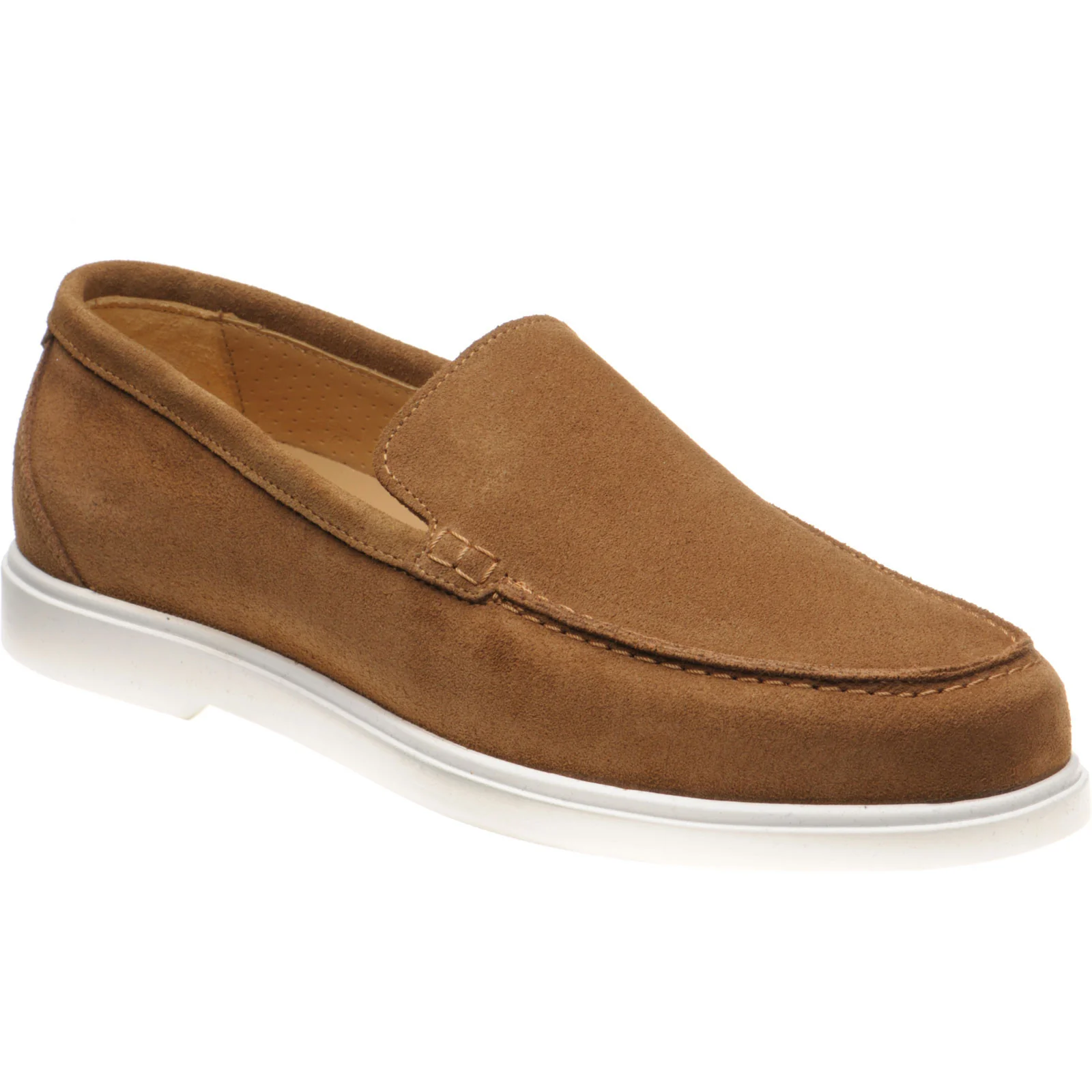 Loake Tuscany mens rubber-soled loafers in chestnut suede