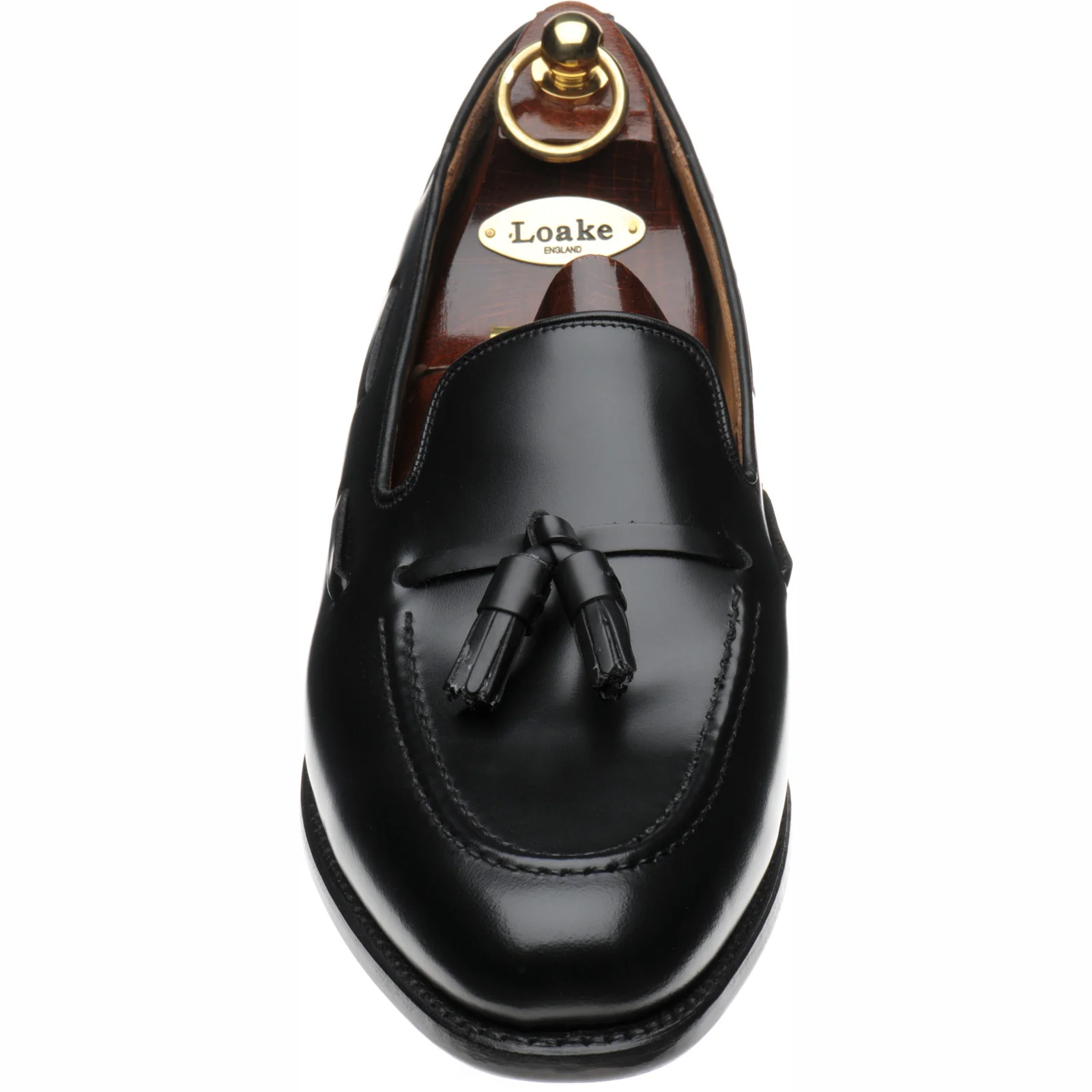 Loake Utah mens tasselled loafers in black calf - Image 2