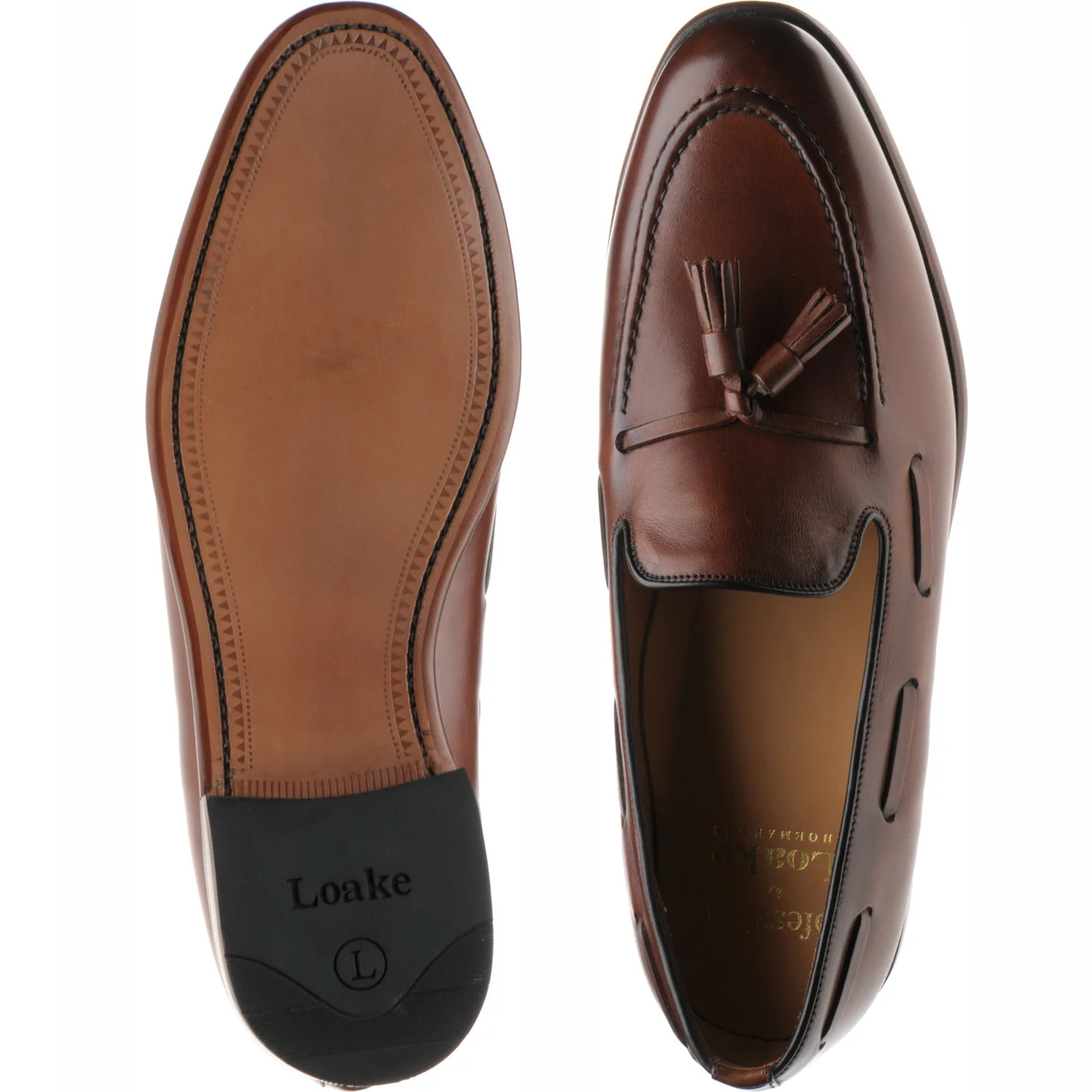 Loake Utah mens tasselled loafers in cedar calf - Image 3