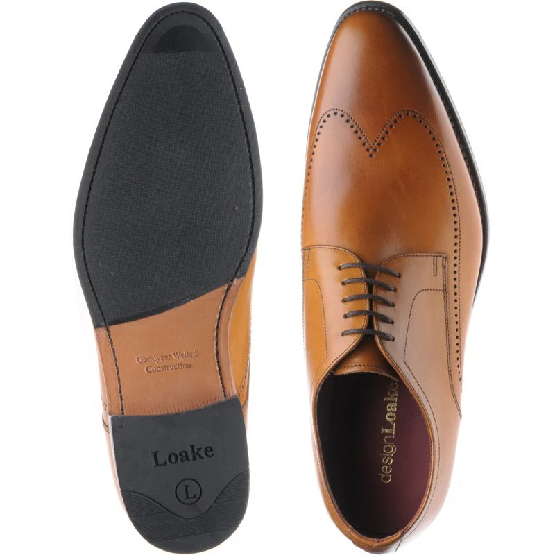 Loake Victor mens brogues in tan calf (second) - Image 3
