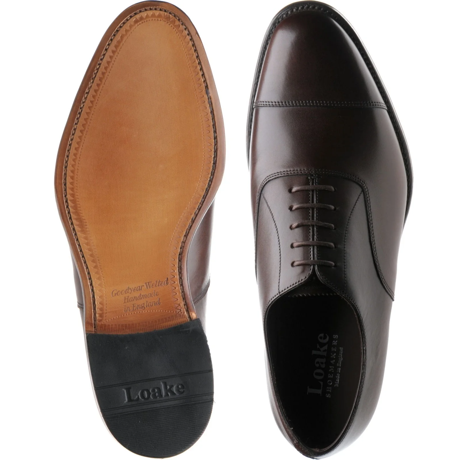 Loake Wadham mens Oxfords in dark brown calf (second) - Image 3