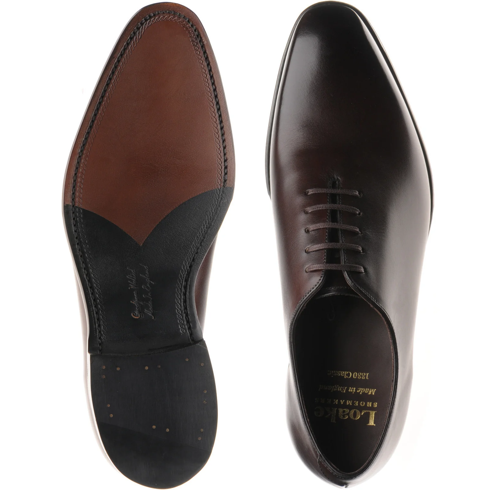 Loake Wholebury mens wholecuts in dark brown calf (second) - Image 3