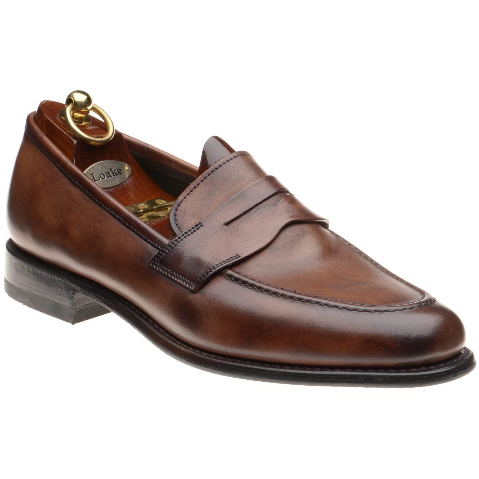 Loake Wiggins mens rubber-soled loafers in conker calf (second)
