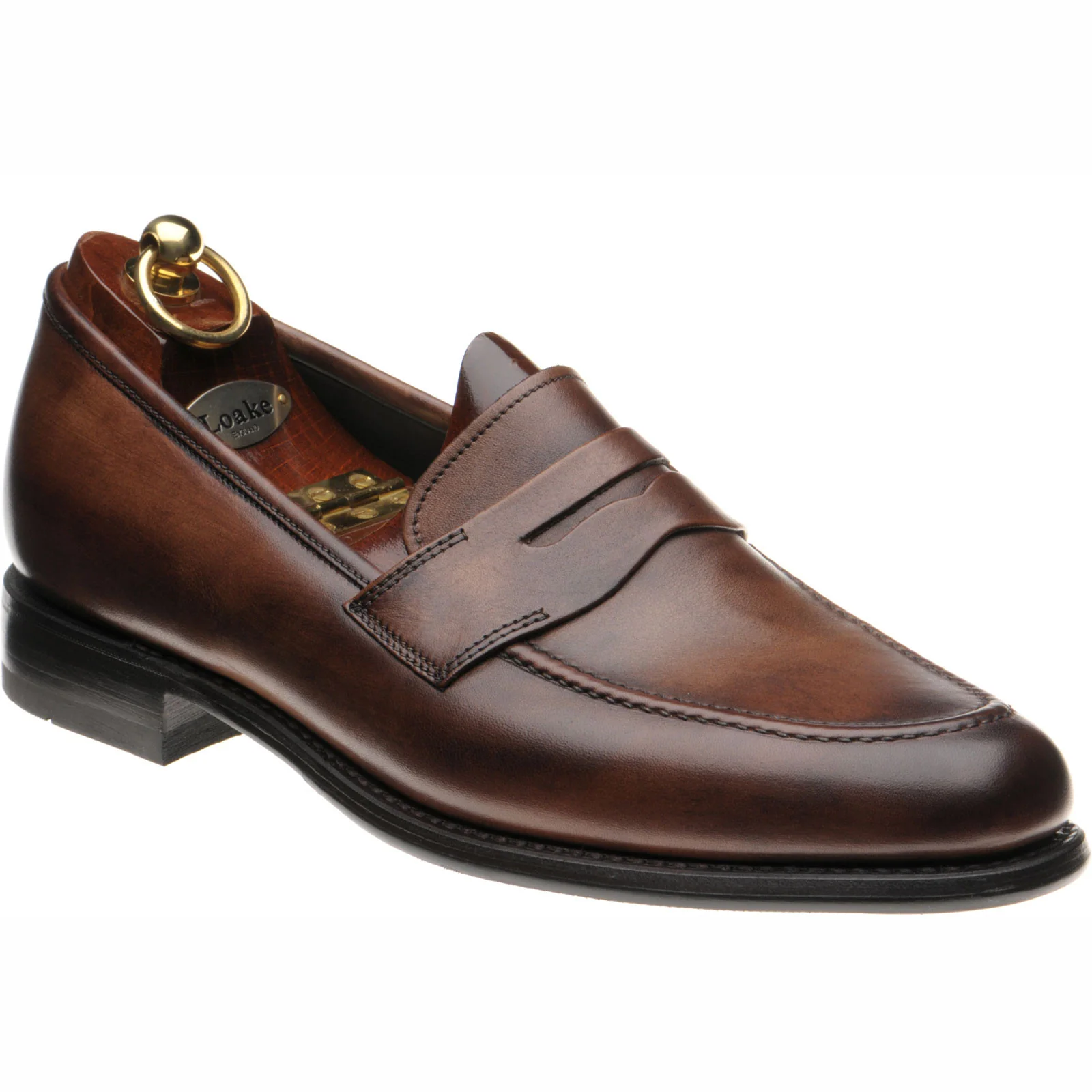 Loake Wiggins mens rubber-soled loafers in dark brown calf (second)
