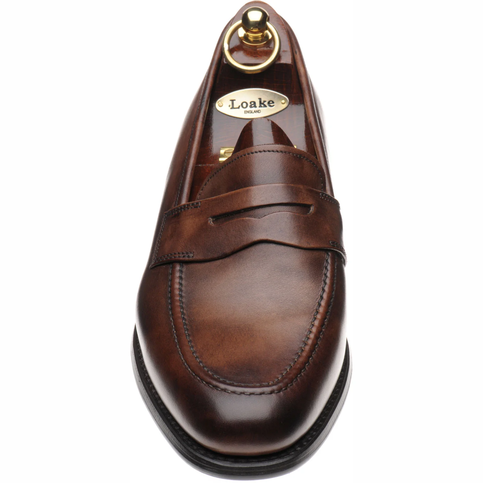 Loake Wiggins mens rubber-soled loafers in dark brown calf (second) - Image 2