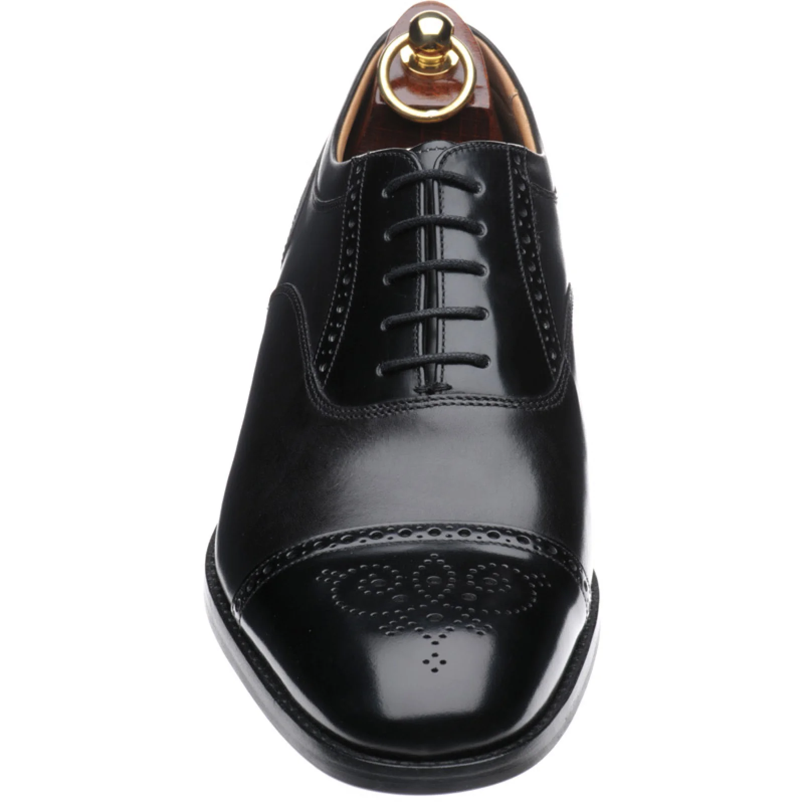 Loake Woodstock mens hybrid-soled semi-brogues in black calf and polished - Image 2