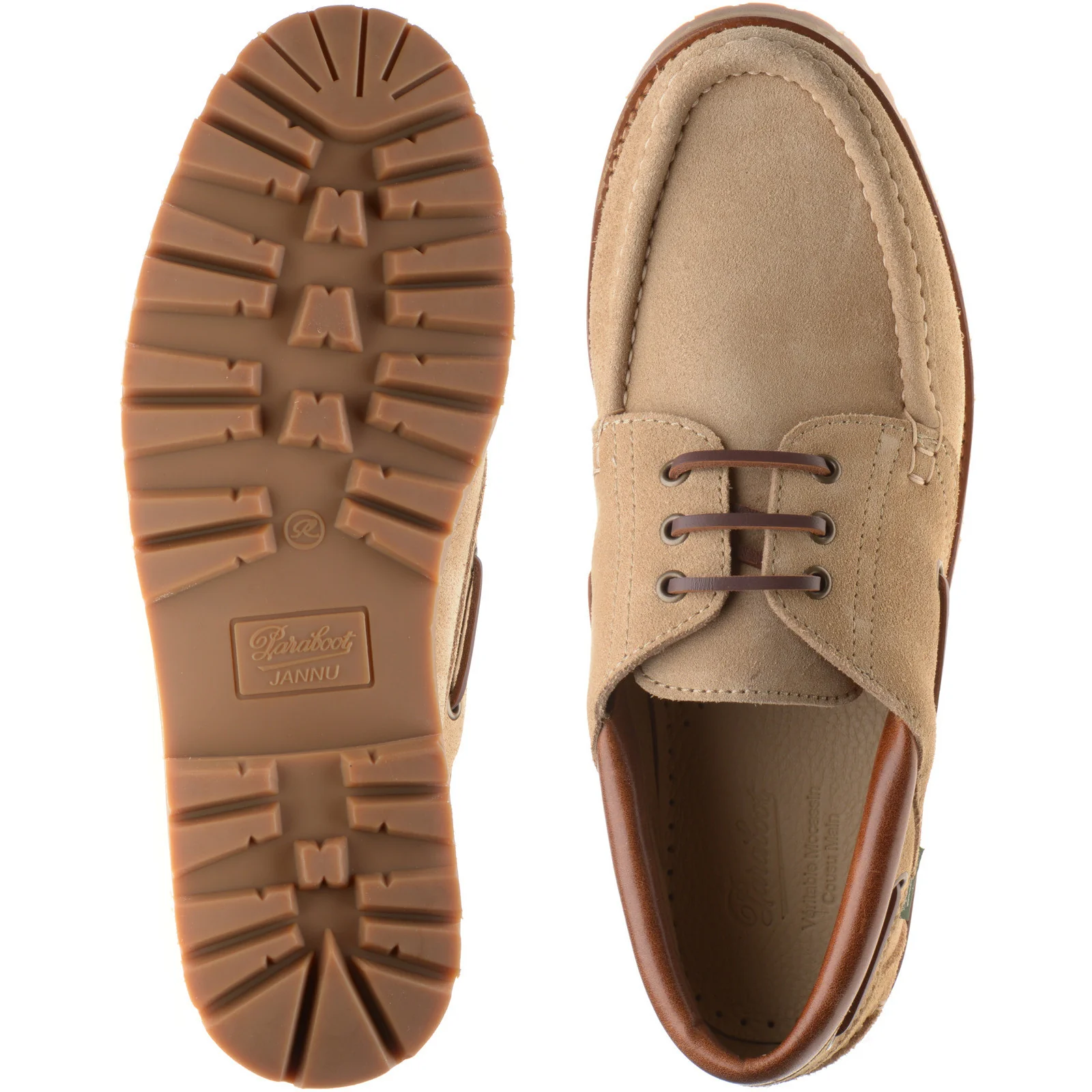 Paraboot Briac mens rubber-soled Derby shoes in velours beige - Image 3