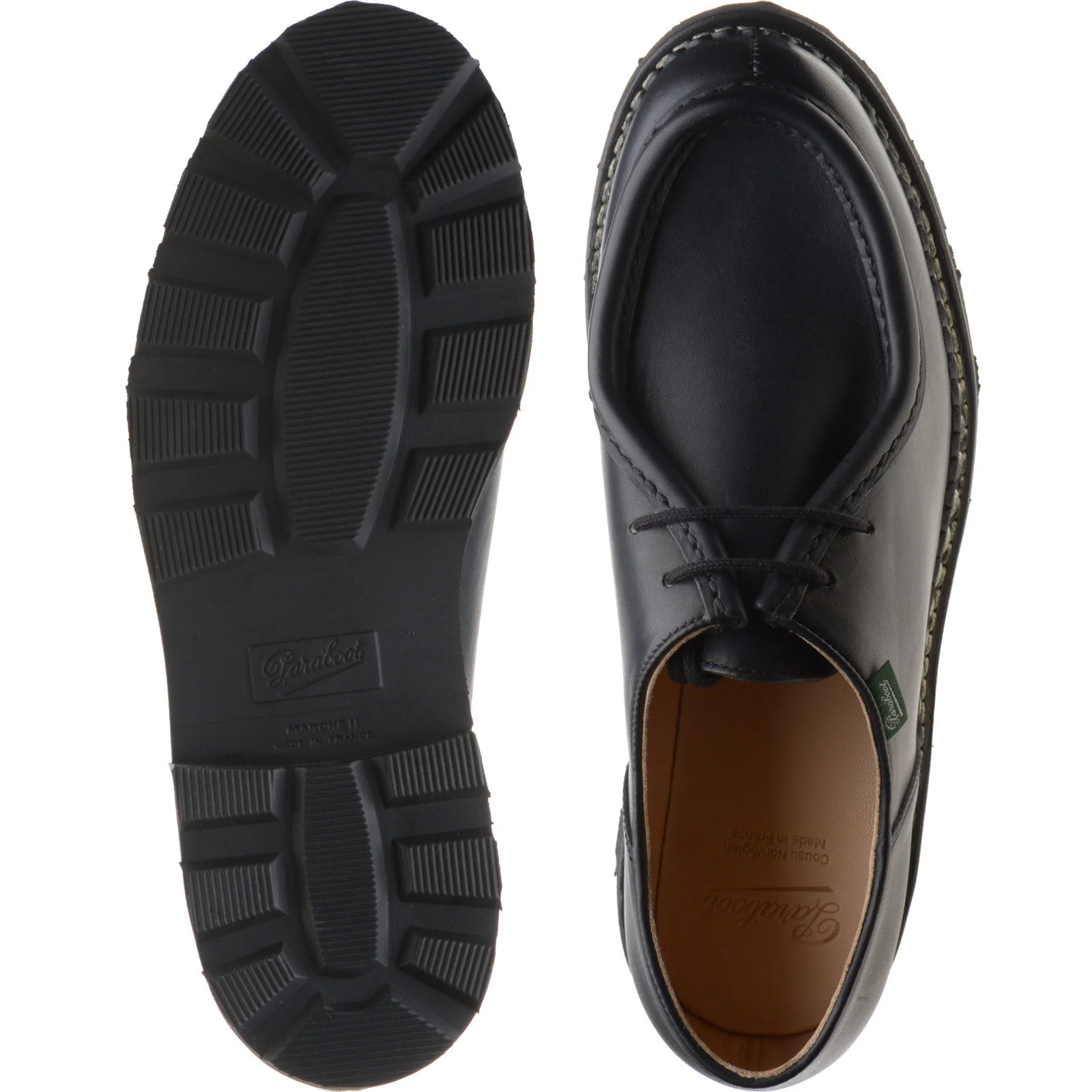 Paraboot Michael mens rubber-soled Derby shoes in lisse noir - Image 3