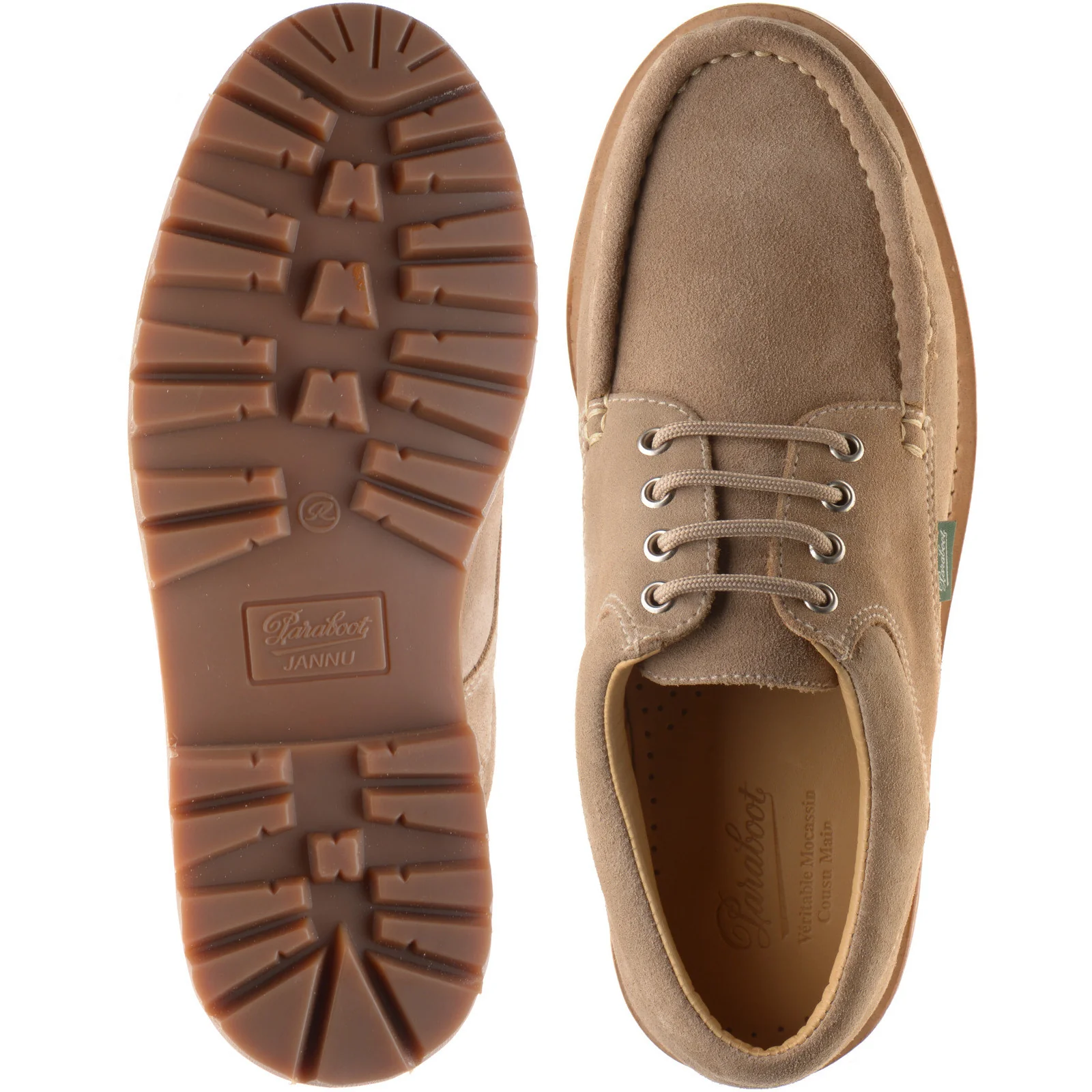Paraboot Thiers mens rubber-soled Derby shoes in velours muscade - Image 3