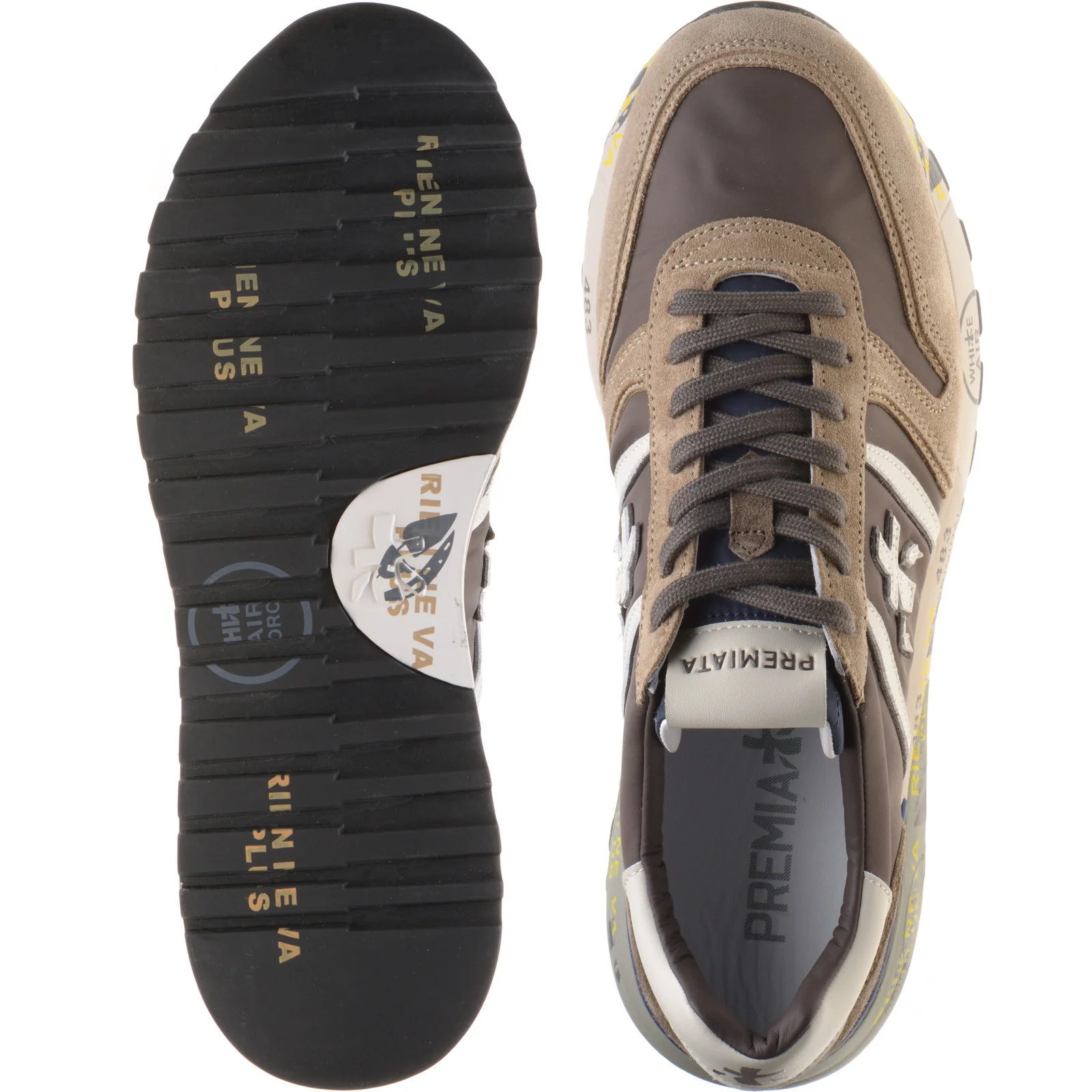 Premiata Lander mens rubber-soled trainers in brown - Image 3