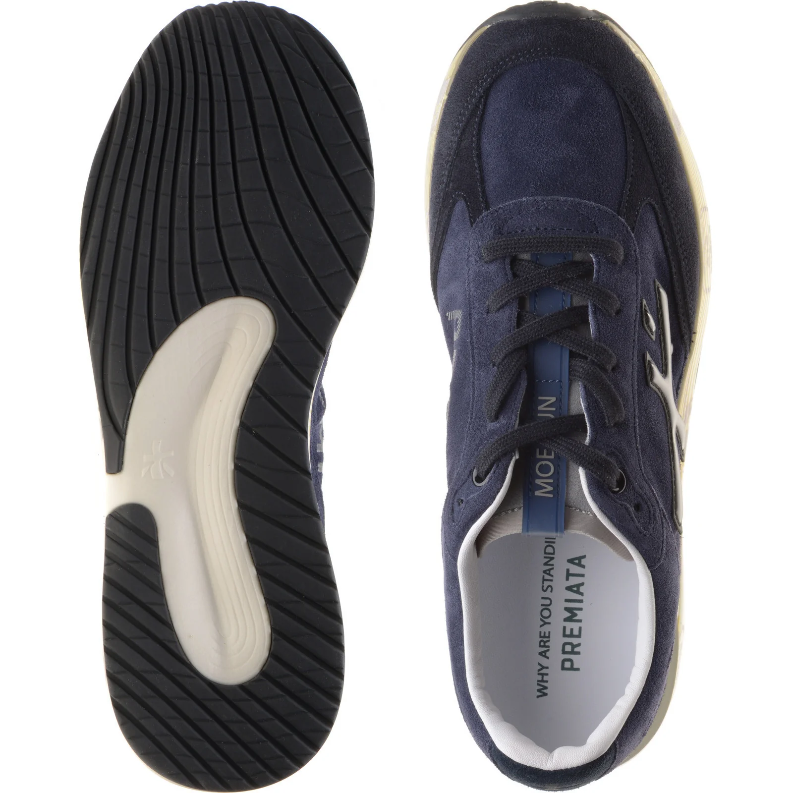 Premiata Moerun mens rubber-soled trainers in blue - Image 3