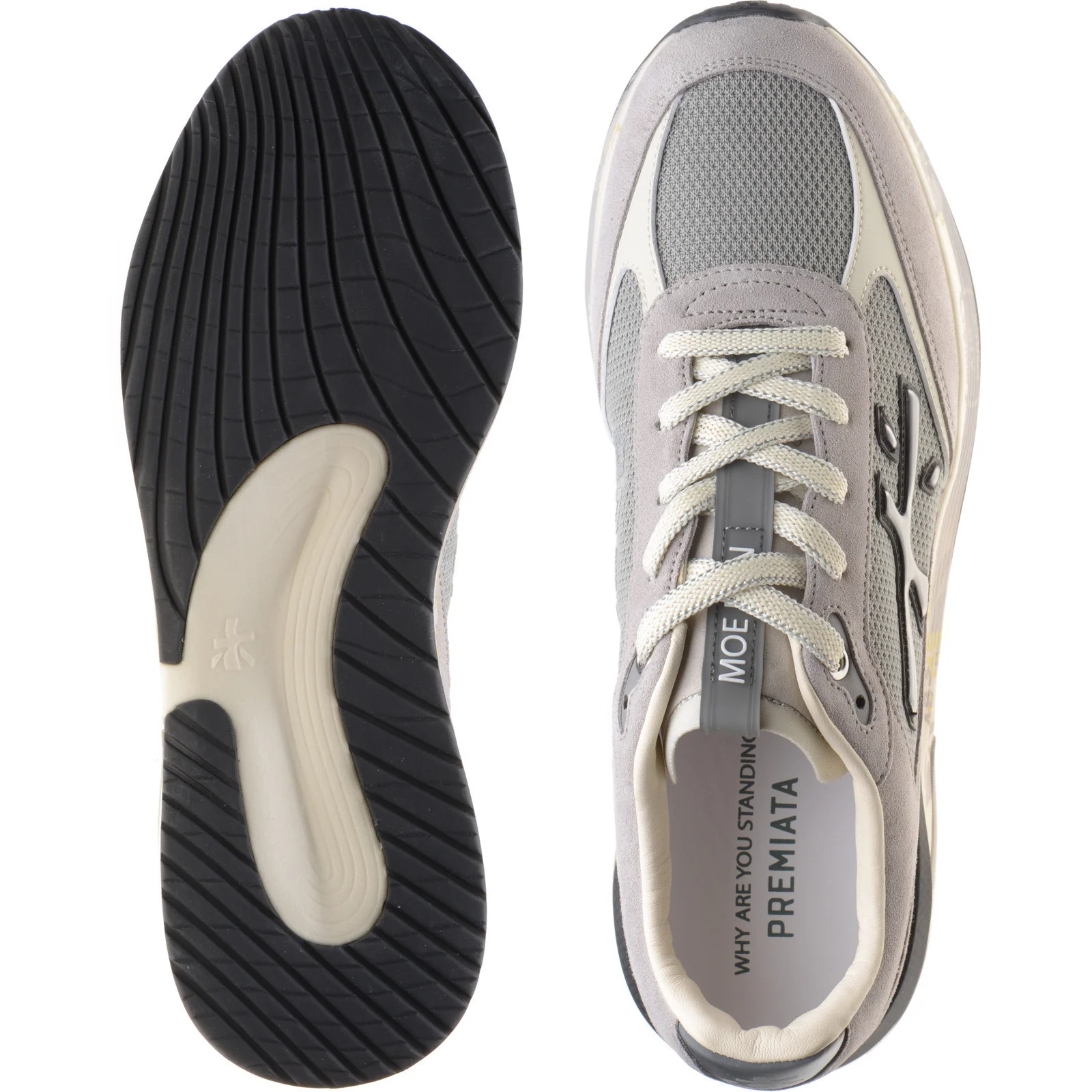Premiata Moerun mens rubber-soled trainers in grey - Image 3