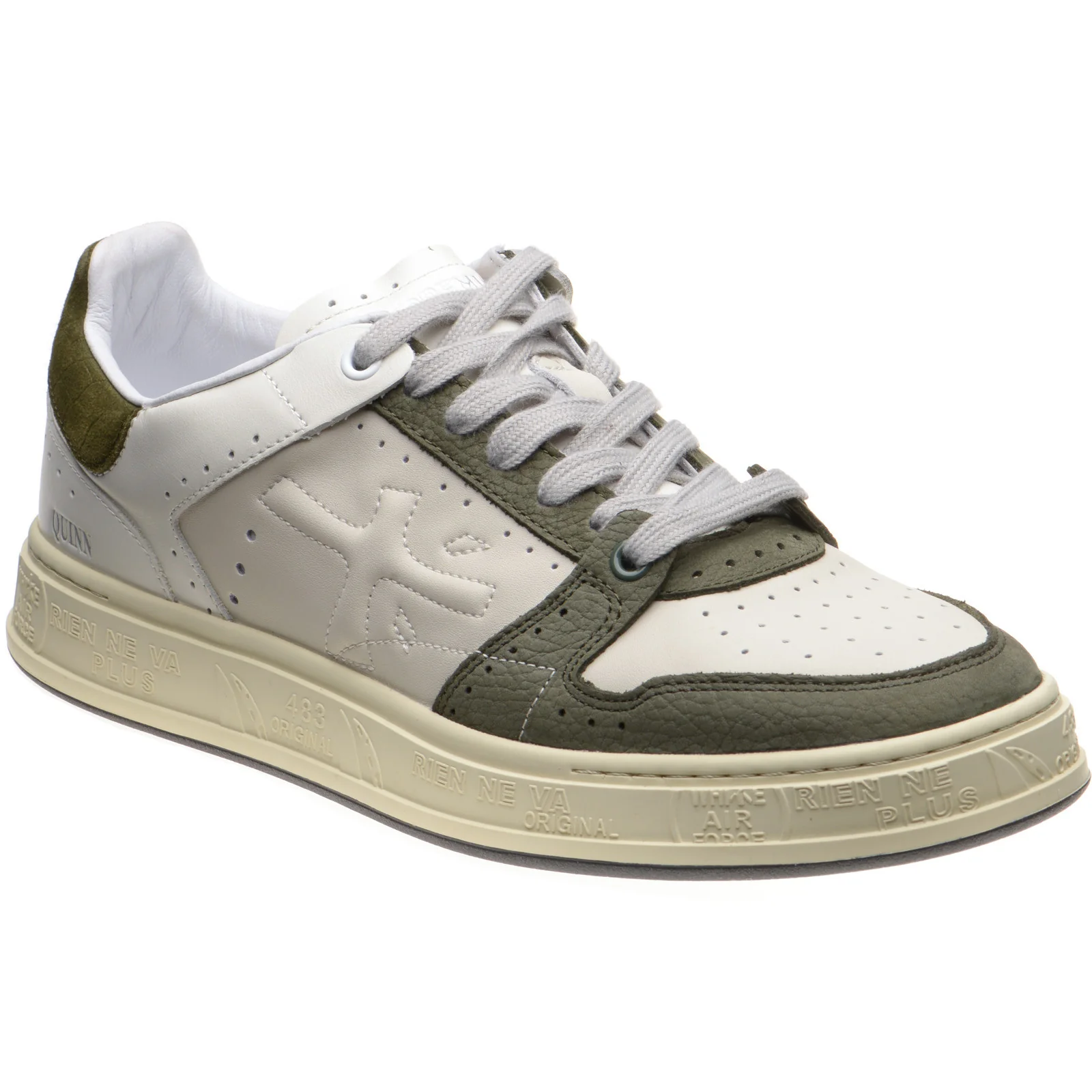 Premiata Quinn mens rubber-soled trainers in white and green