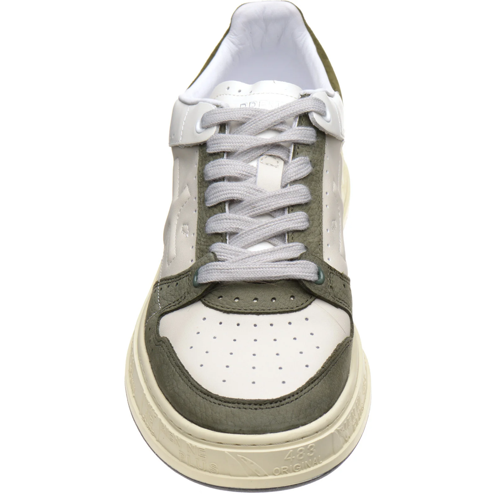 Premiata Quinn mens rubber-soled trainers in white and green - Image 2