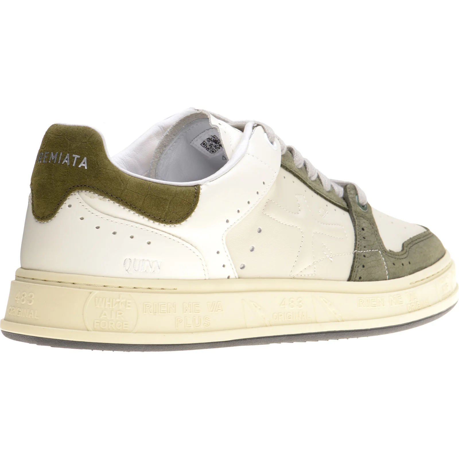 Premiata Quinn mens rubber-soled trainers in white and green - Image 4