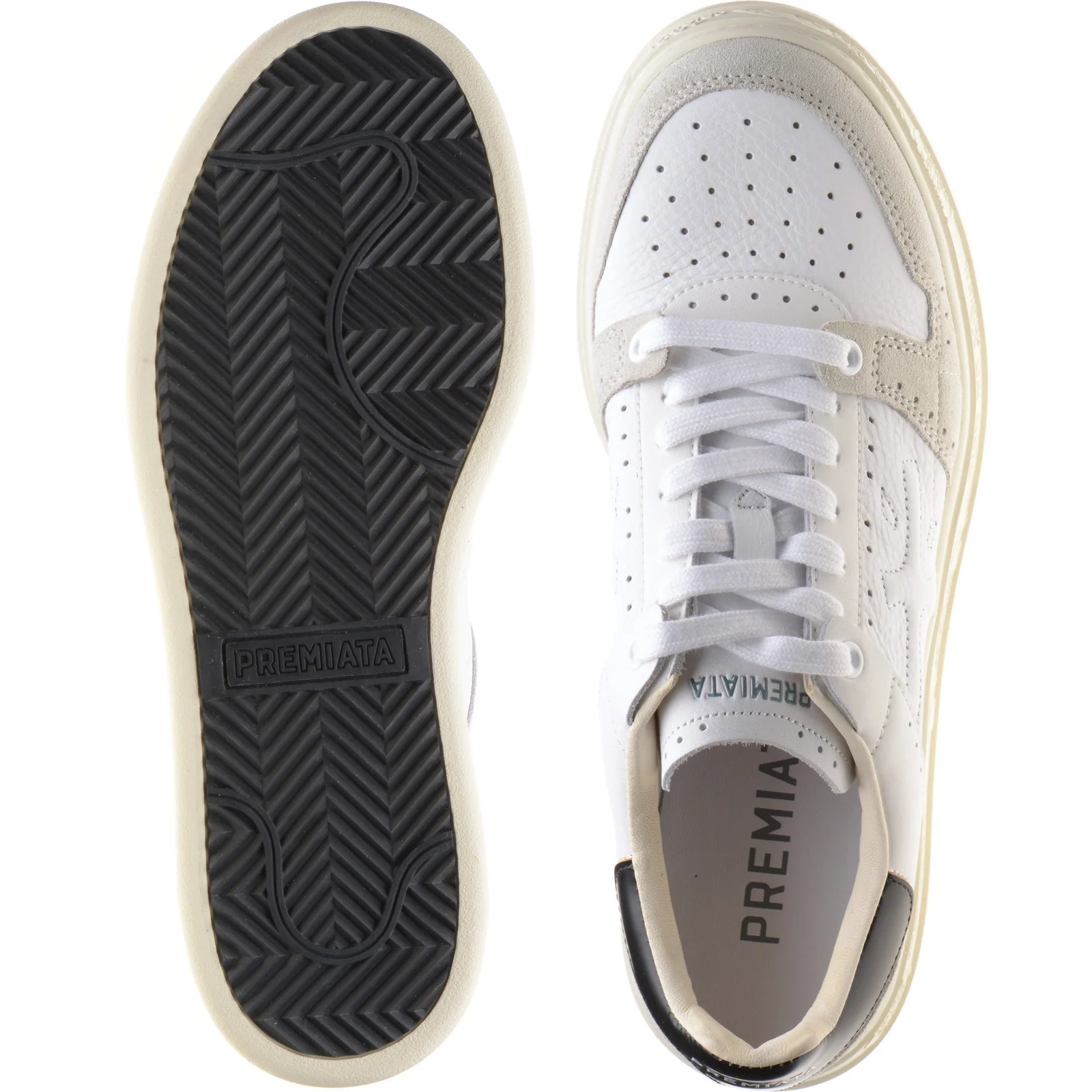 Premiata Quinn mens rubber-soled trainers in white and grey - Image 3