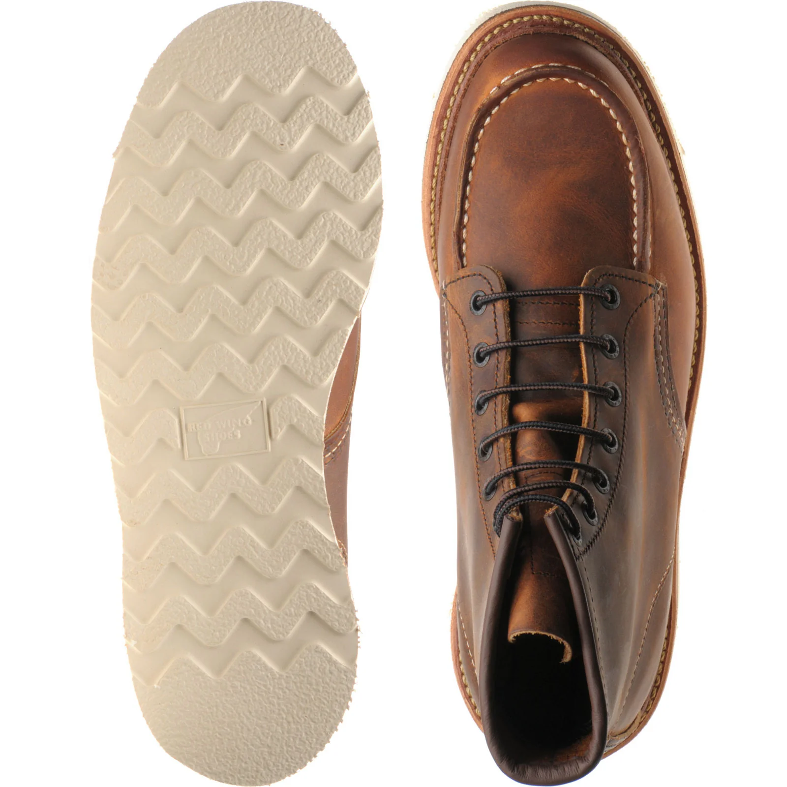 Red Wing 6-Inch Classic Moc mens rubber-soled boots in copper rough and tough - Image 3