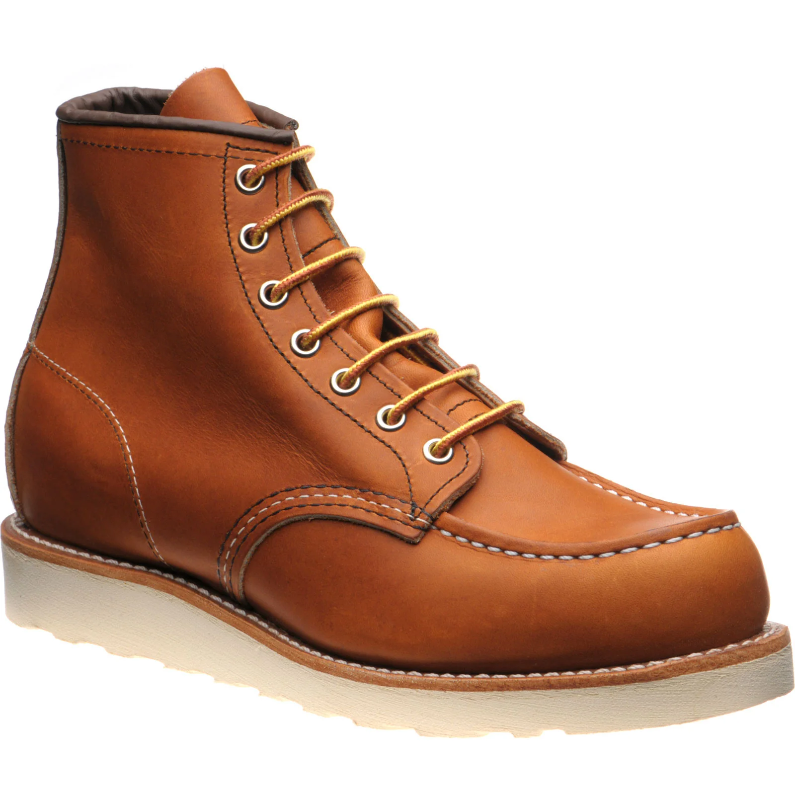Red Wing 6-Inch Classic Moc mens rubber-soled boots in oro legacy leather