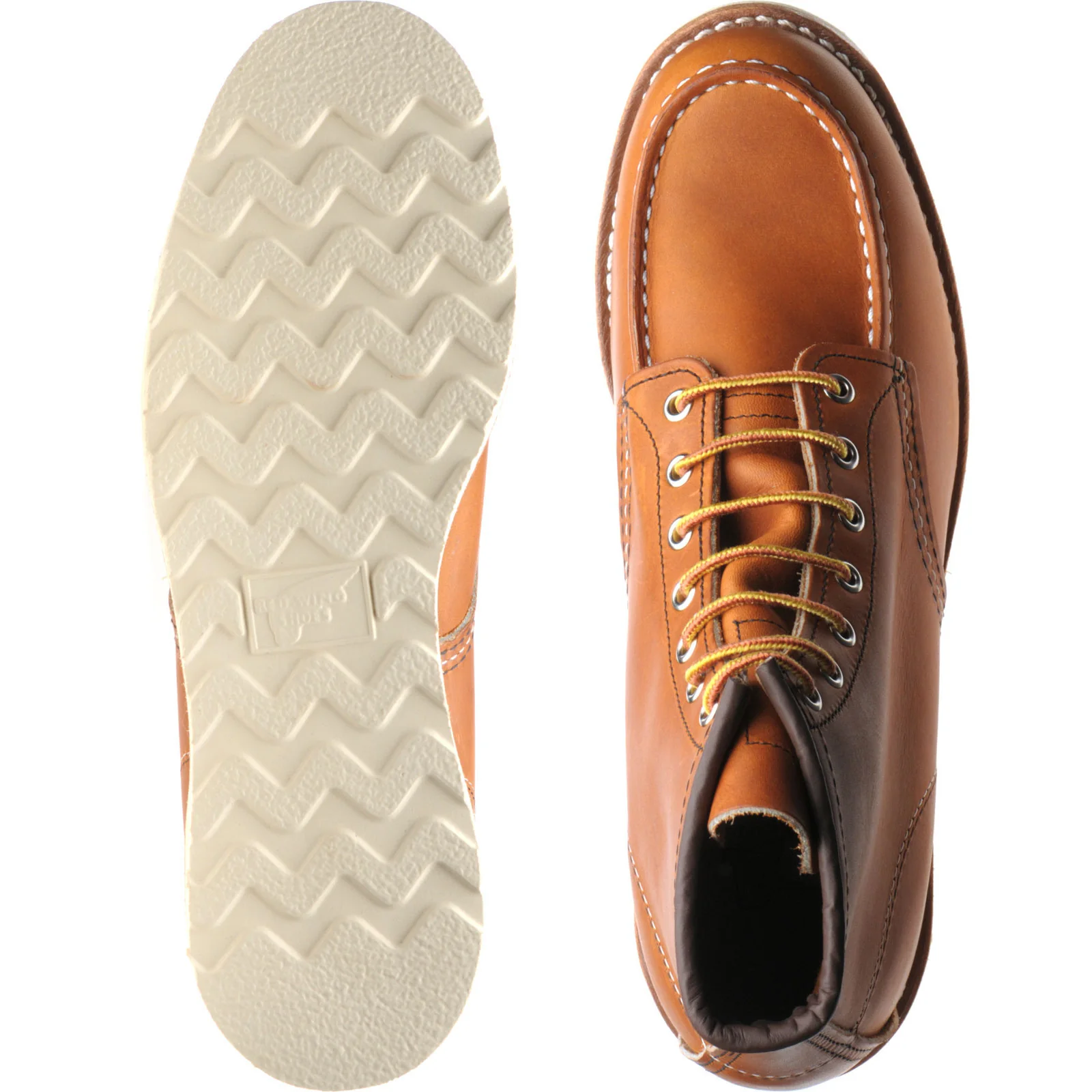 Red Wing 6-Inch Classic Moc mens rubber-soled boots in oro legacy leather - Image 3