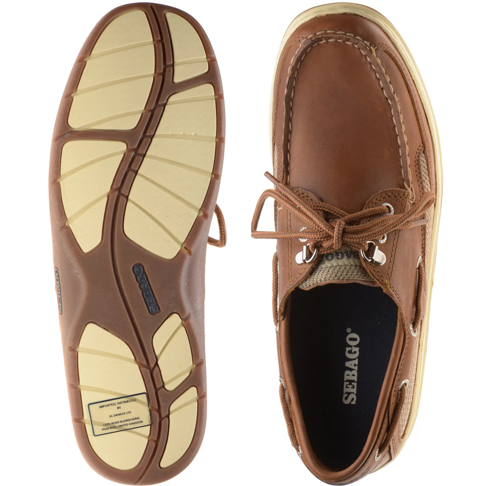 Sebago Clovehitch mens rubber-soled deck shoes in brown cinnamon - Image 3