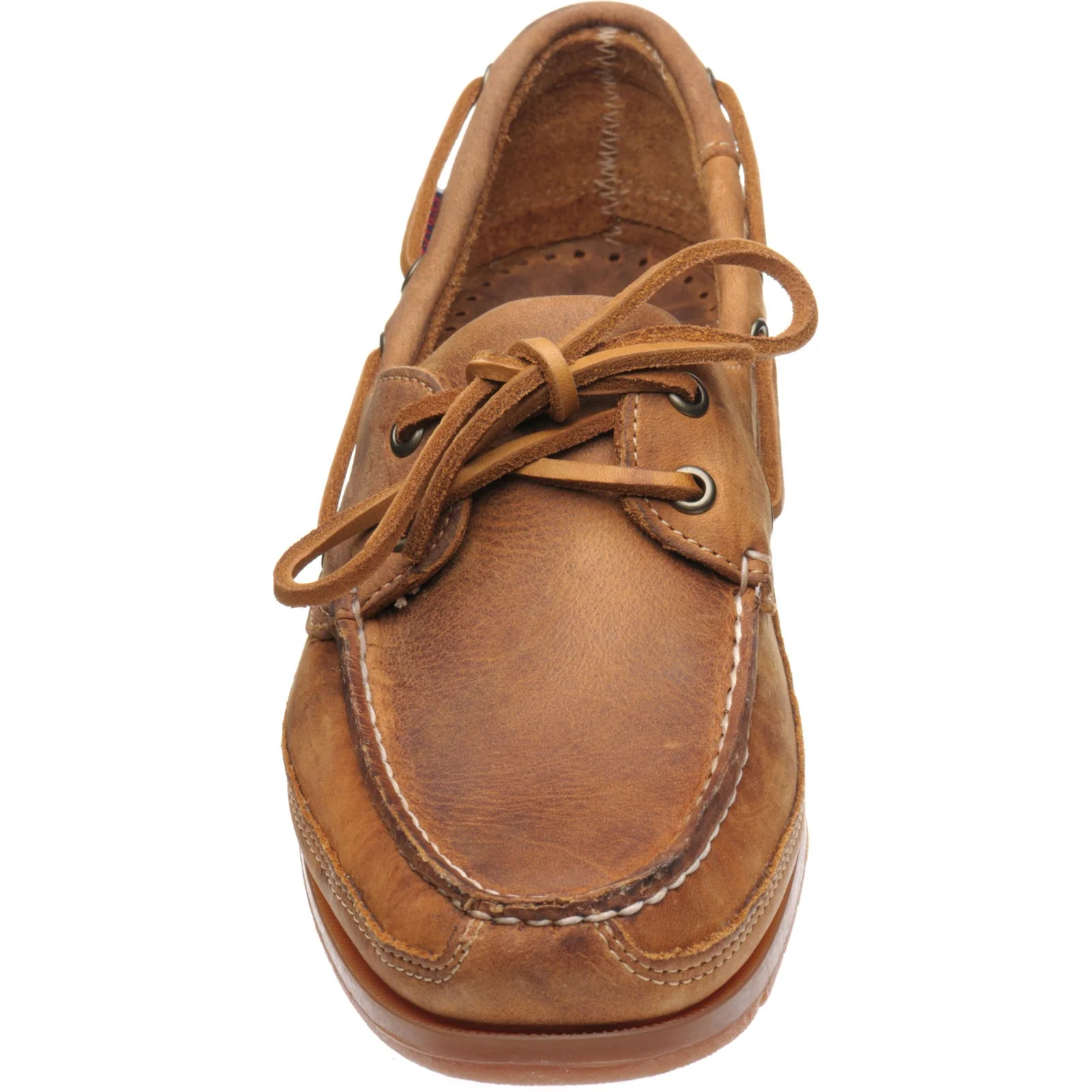 Sebago Schooner Crazy Horse mens rubber-soled deck shoes in brown and tan (second) - Image 2