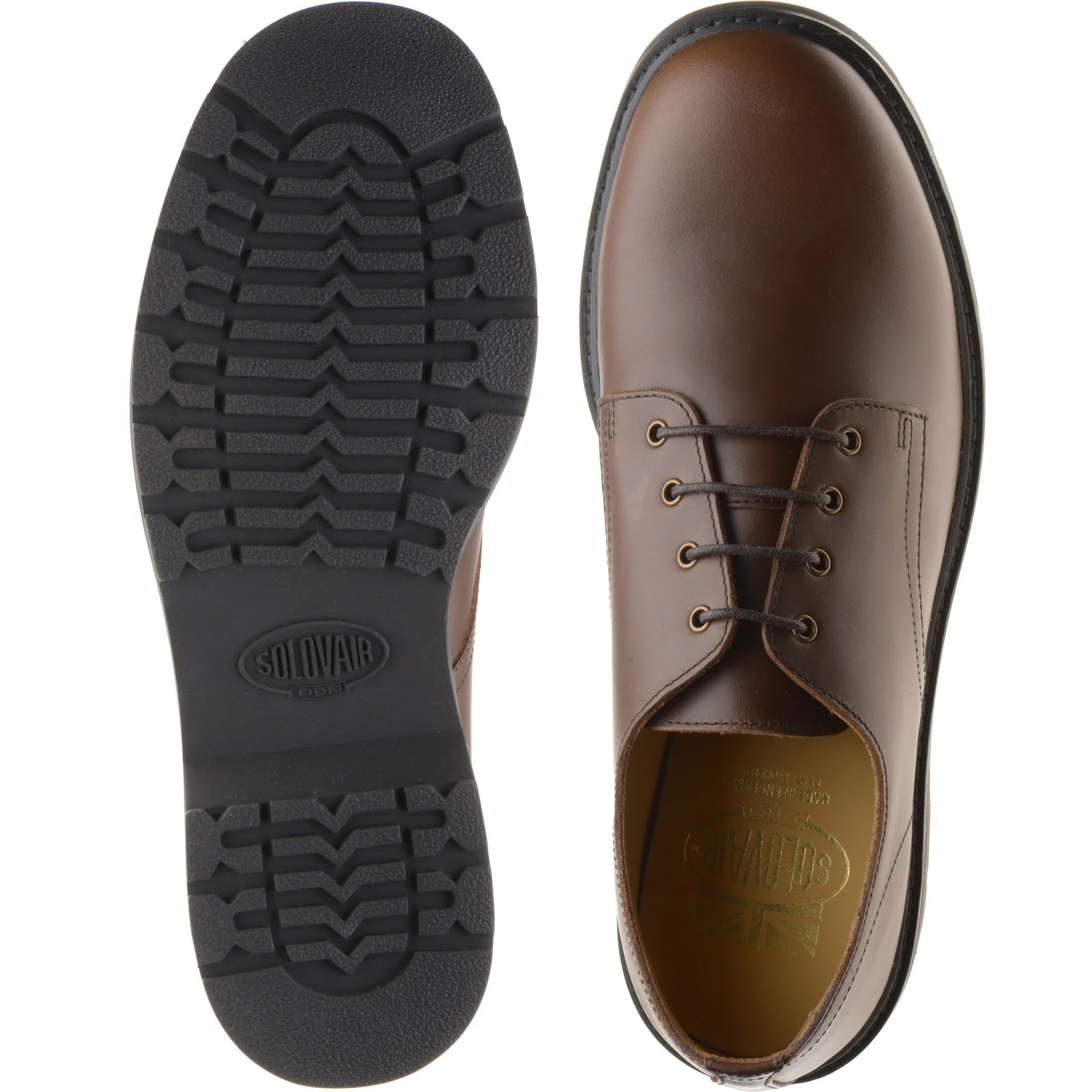 Solovair Gibson shoe mens rubber-soled Derby shoes in brown gaucho - Image 3