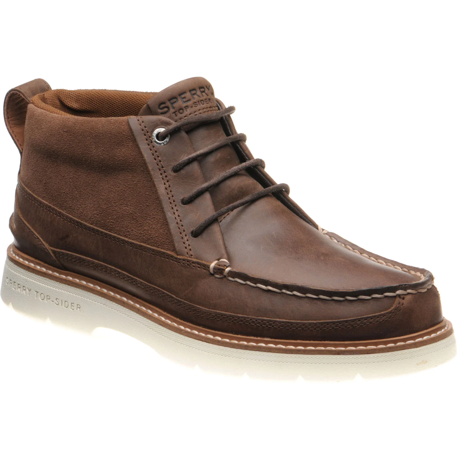 Sperry Plushwave Lug mens rubber-soled Chukka boots in brown
