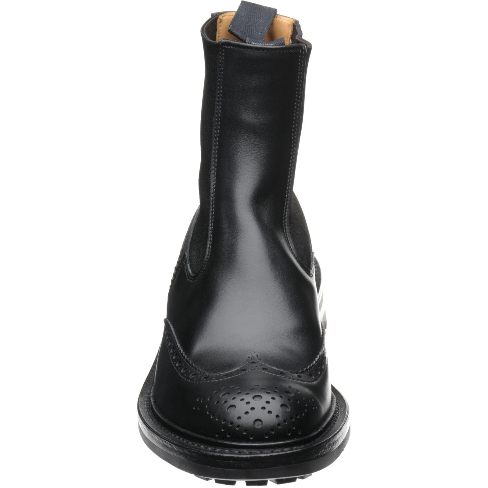 Trickers Henry mens rubber-soled brogue boots in black calf - Image 2
