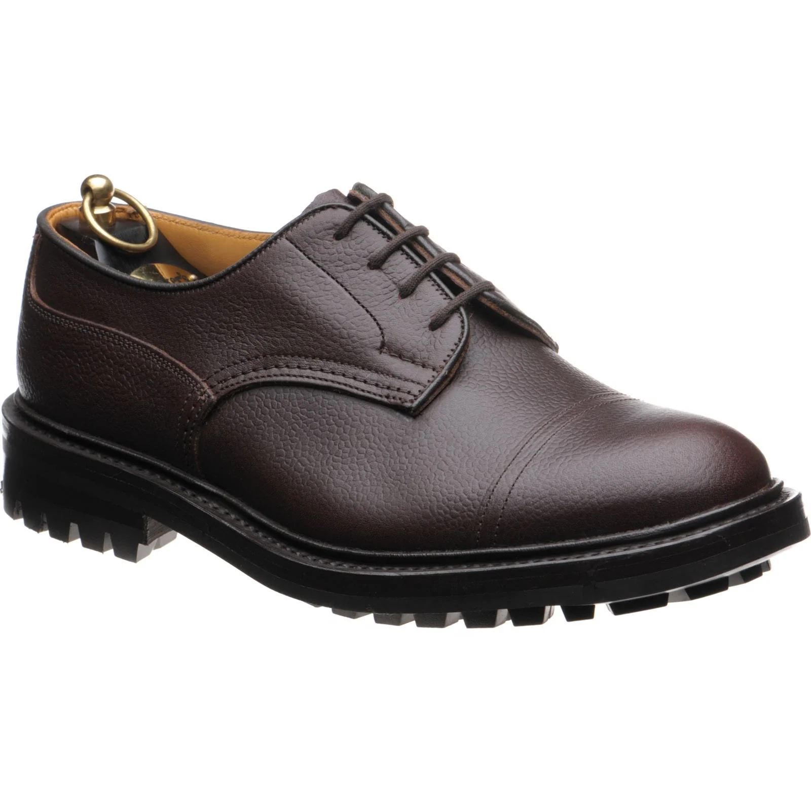 Trickers Matlock mens rubber-soled Derby shoes in brown zug grain